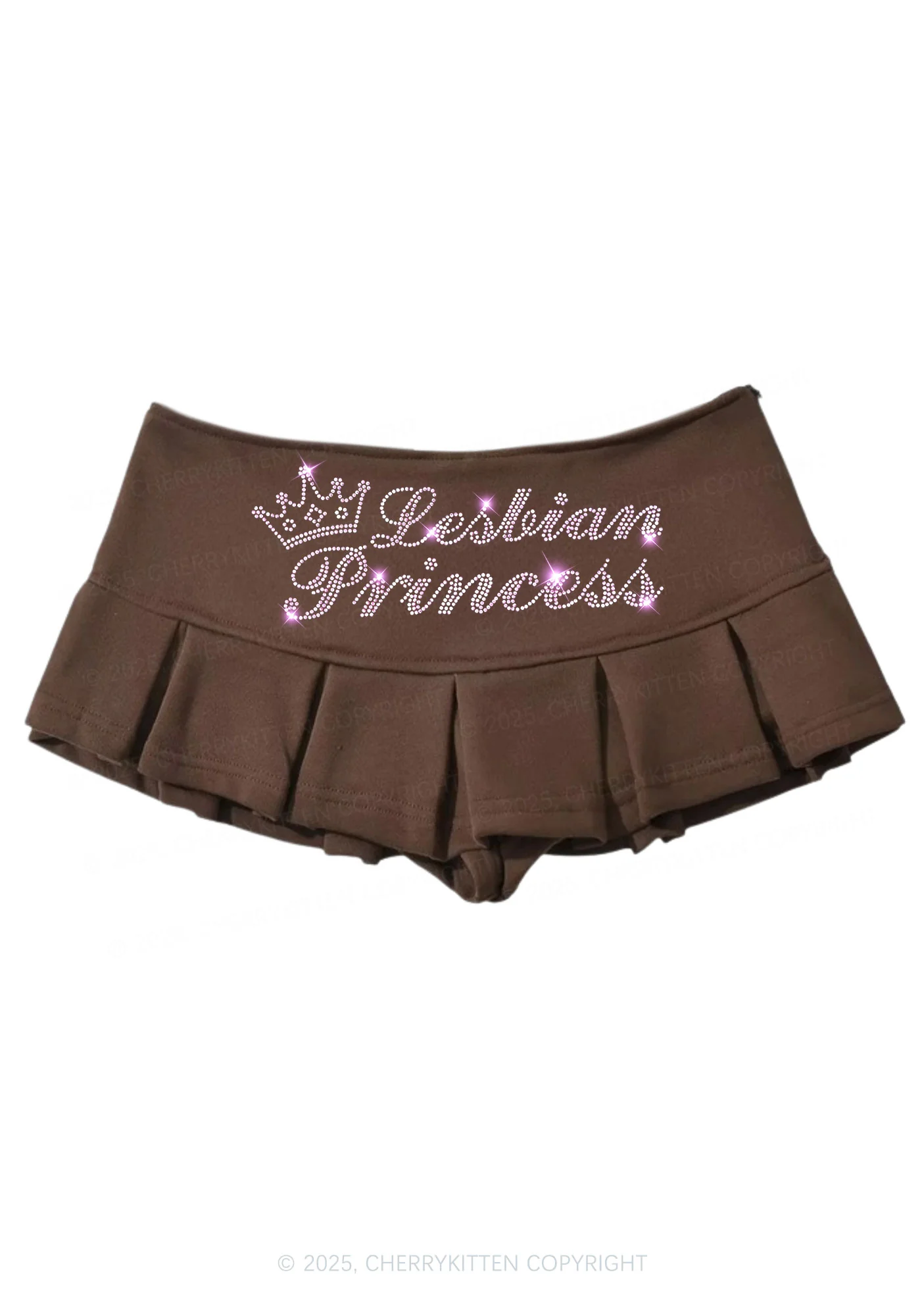 Rhinestone Lesbian Princess Pride Y2K Mini Pleated Skirts Cherrykitten - Image 2