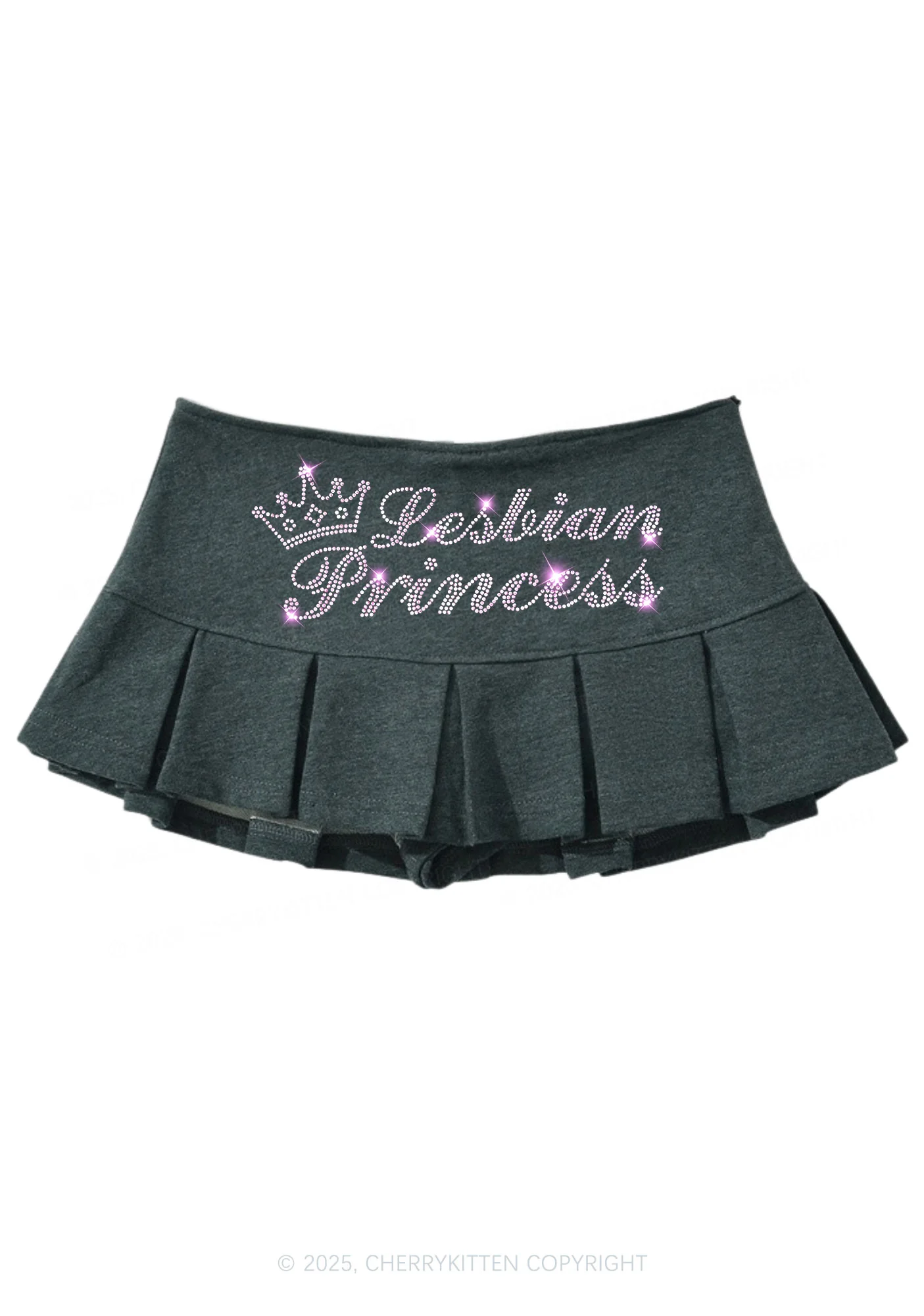 Rhinestone Lesbian Princess Pride Y2K Mini Pleated Skirts Cherrykitten - Image 3