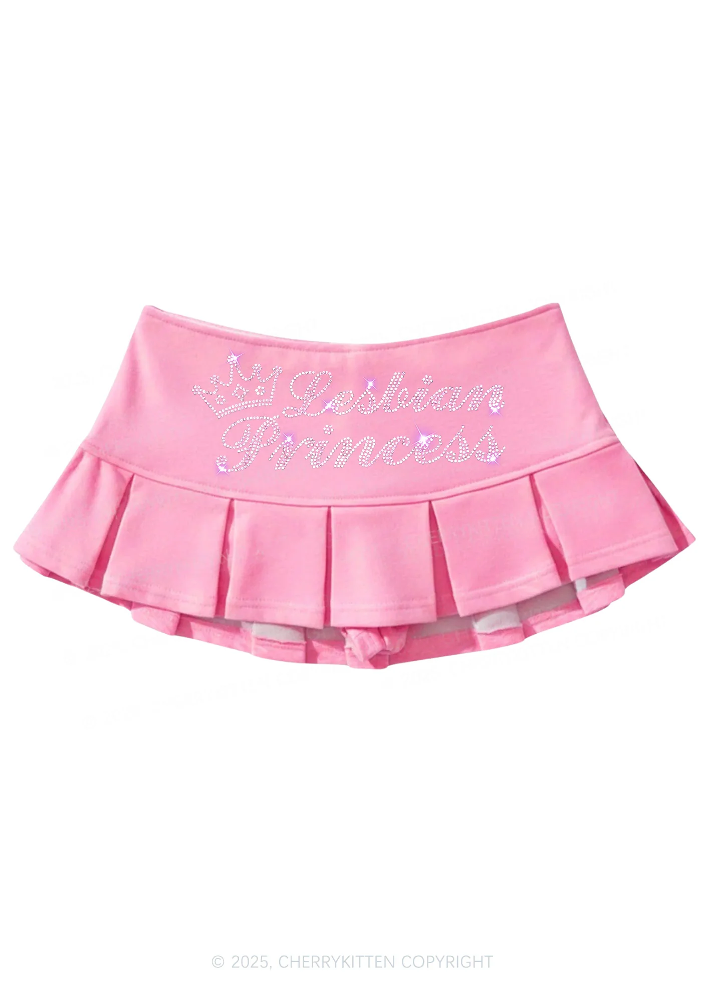 Rhinestone Lesbian Princess Pride Y2K Mini Pleated Skirts Cherrykitten - Image 4