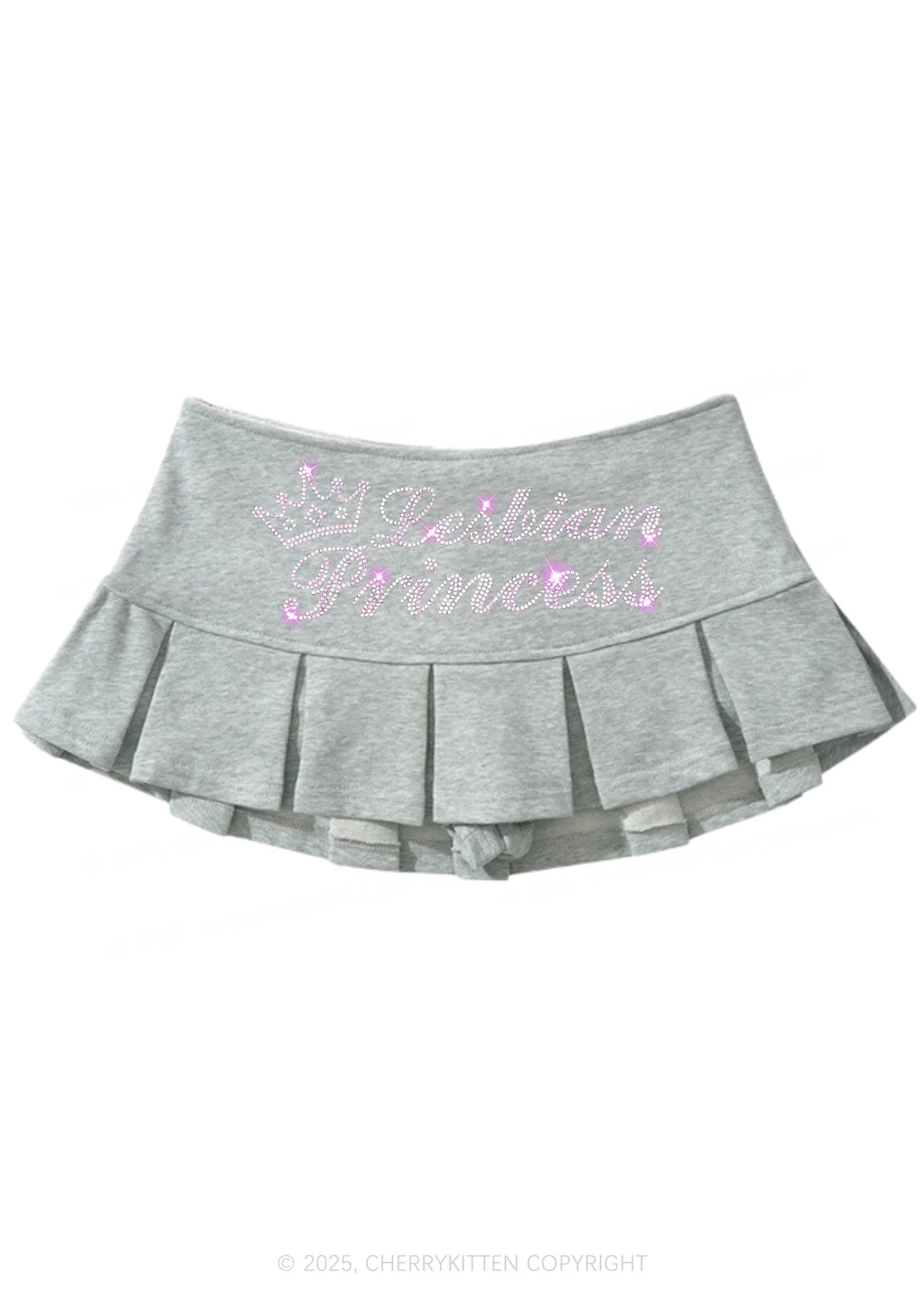 Rhinestone Lesbian Princess Pride Y2K Mini Pleated Skirts Cherrykitten - Image 5