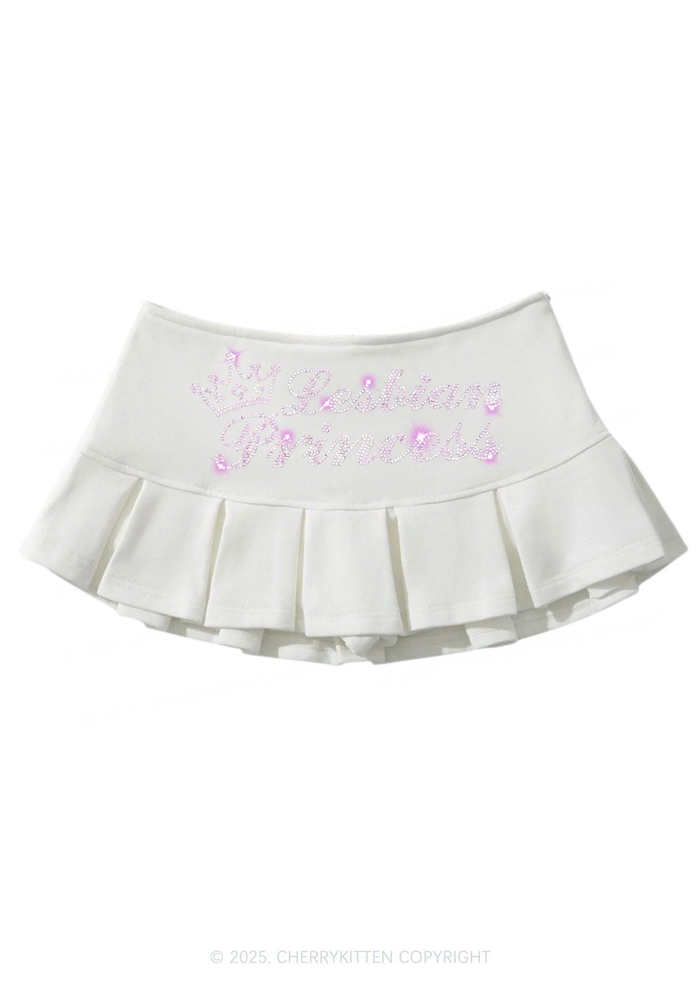 Rhinestone Lesbian Princess Pride Y2K Mini Pleated Skirts Cherrykitten - Image 6