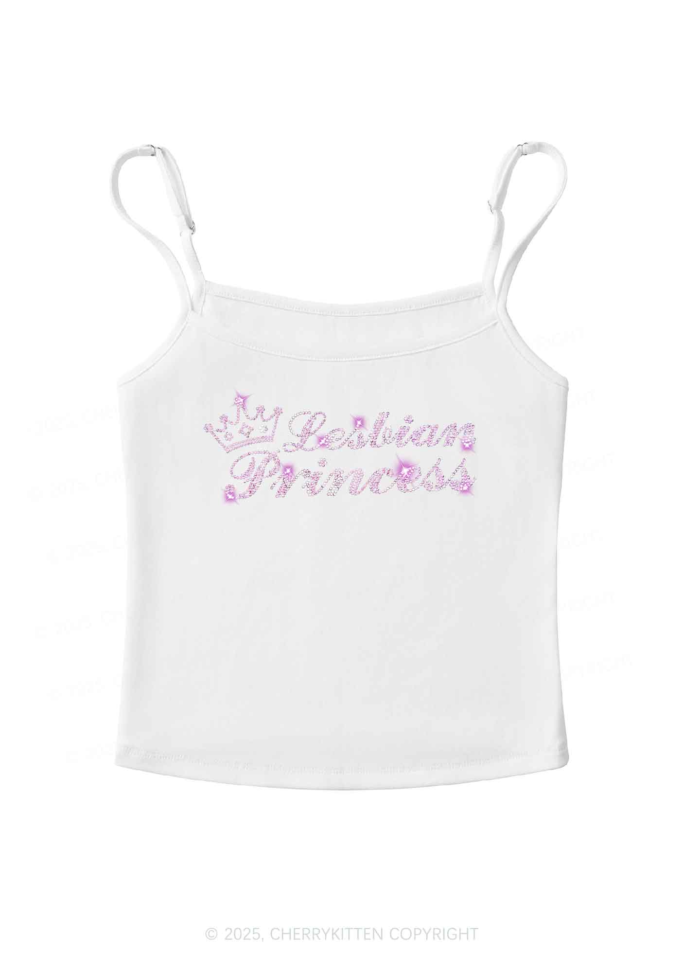 Rhinestone Lesbian Princess Pride Y2K Spaghetti Strap Cami Cherrykitten - Image 4