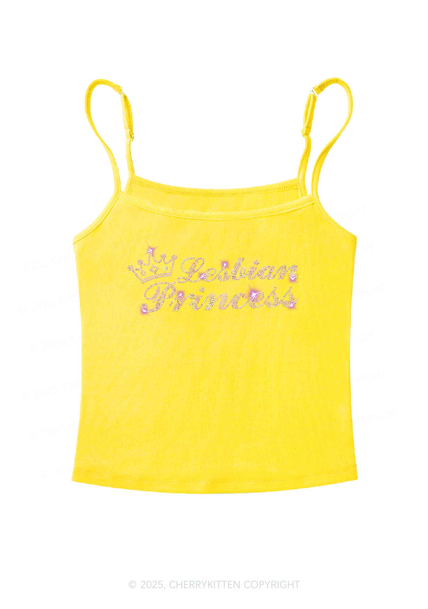 Rhinestone Lesbian Princess Pride Y2K Spaghetti Strap Cami Cherrykitten - Image 7