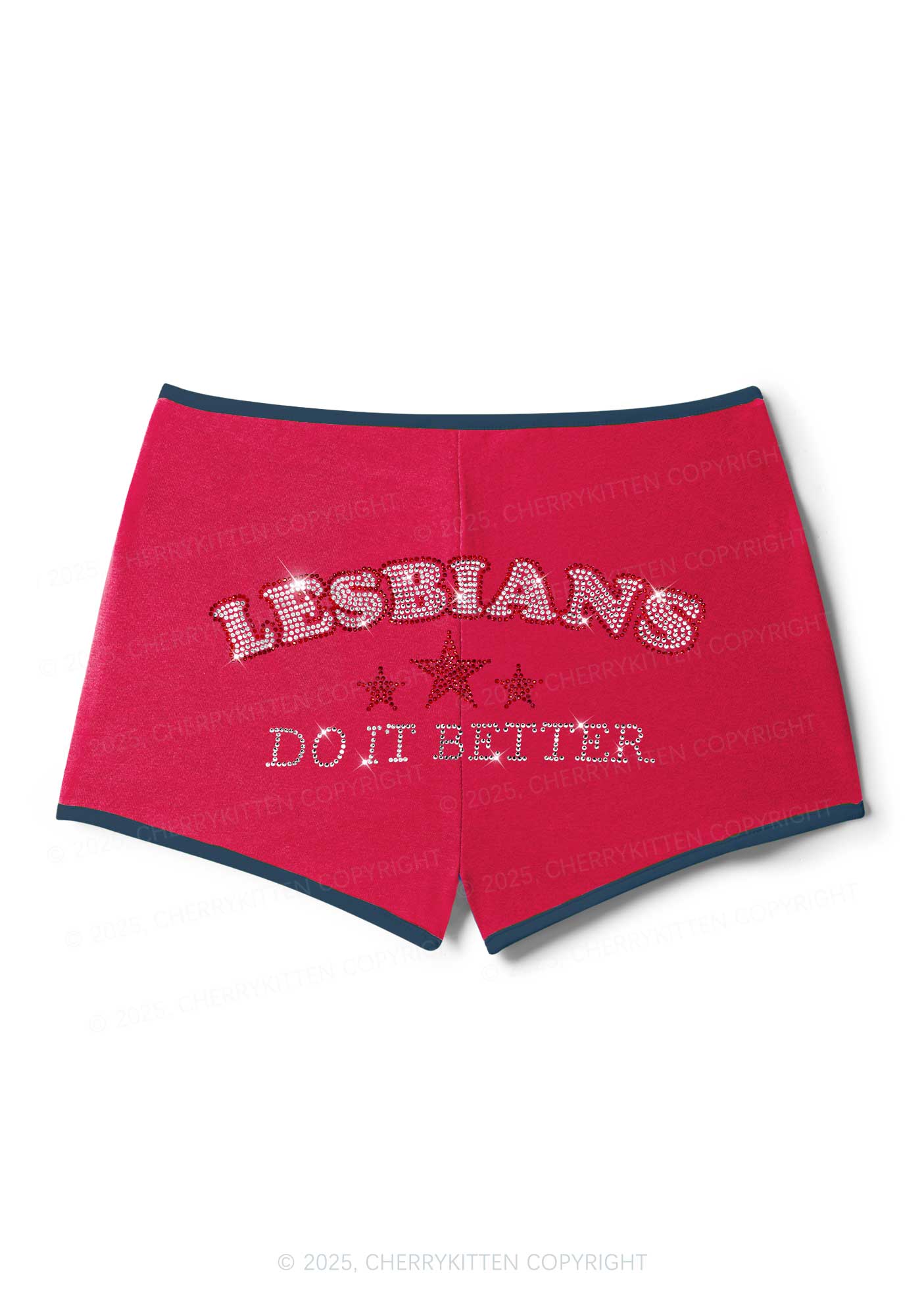Rhinestone Lesbians Do It Better Pride Y2K Booty Shorts Cherrykitten - Image 6