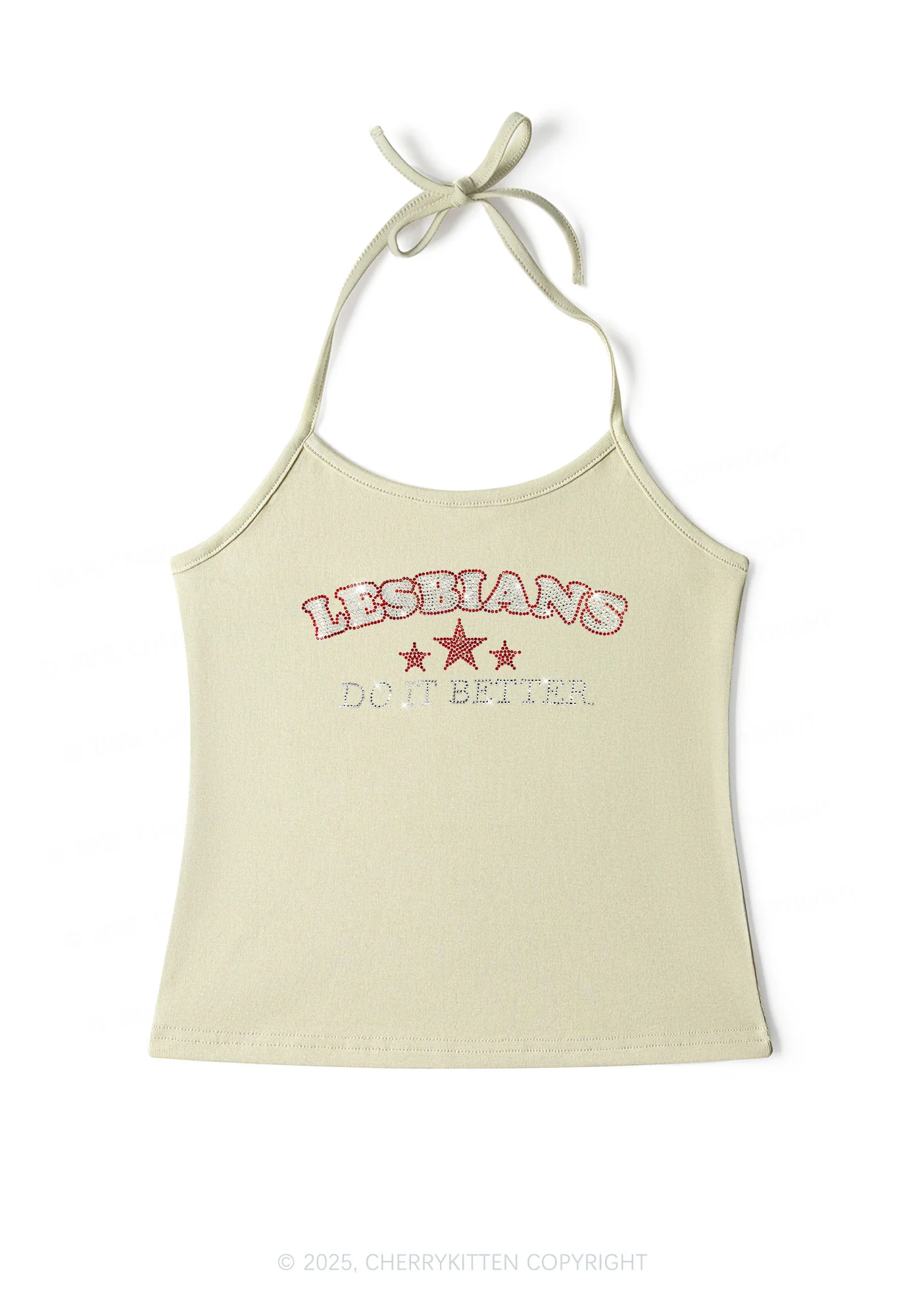 Rhinestone Lesbians Do It Better Pride Y2K Halter Neck Cami Cherrykitten - Image 6
