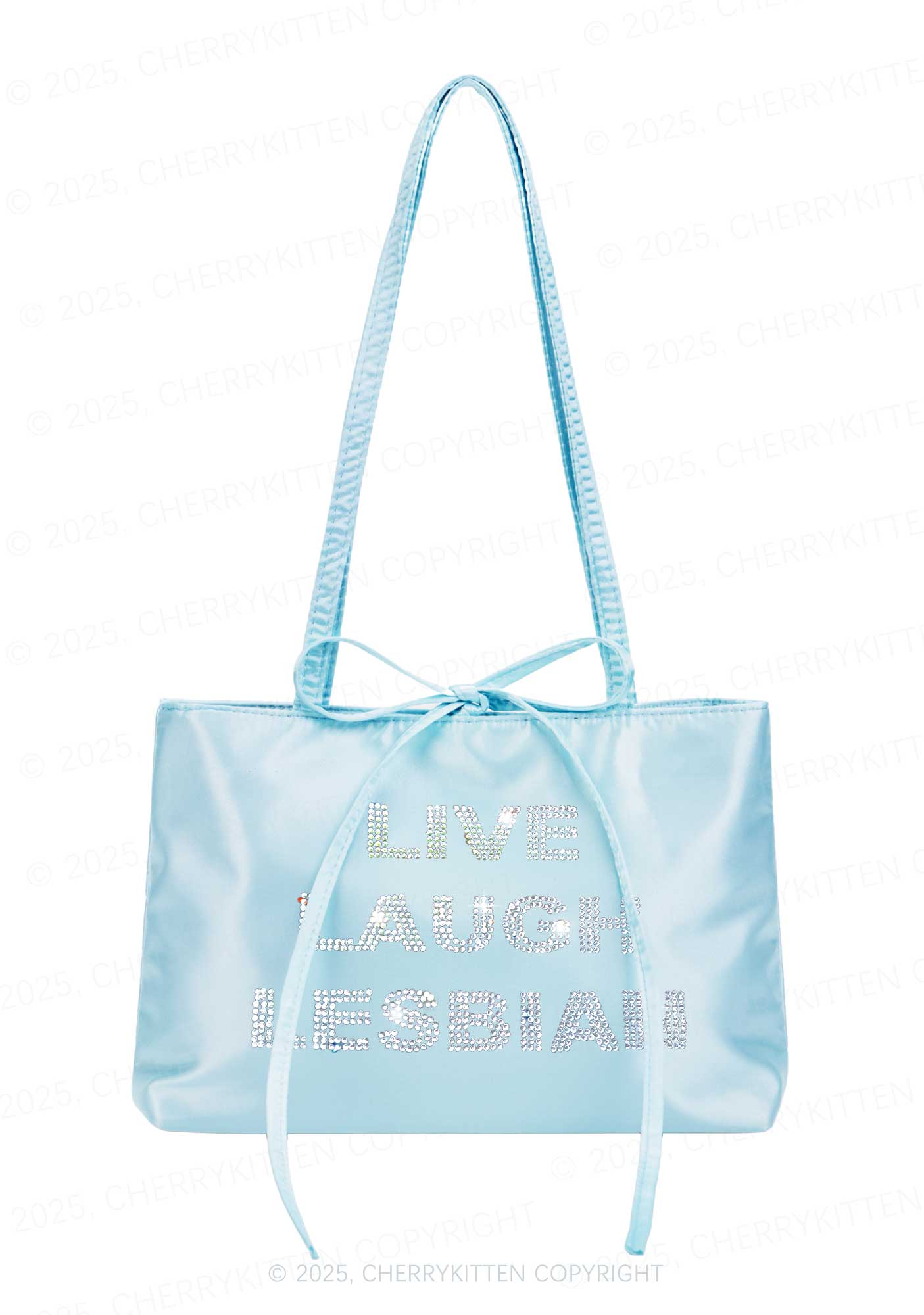 Rhinestone Live Laugh Lesbian Pride Y2K Satin Bags Cherrykitten - Image 2