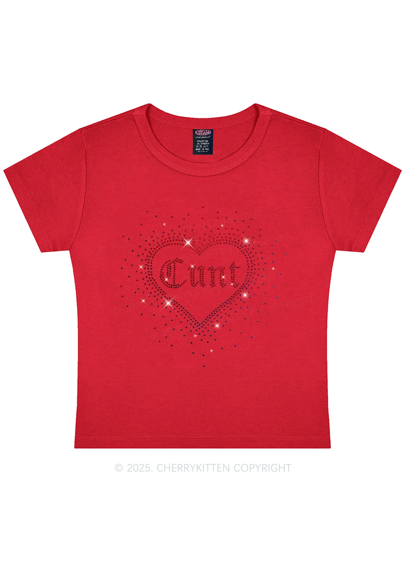 Rhinestone Love Cxxt Y2K Baby Tee Cherrykitten - Image 10