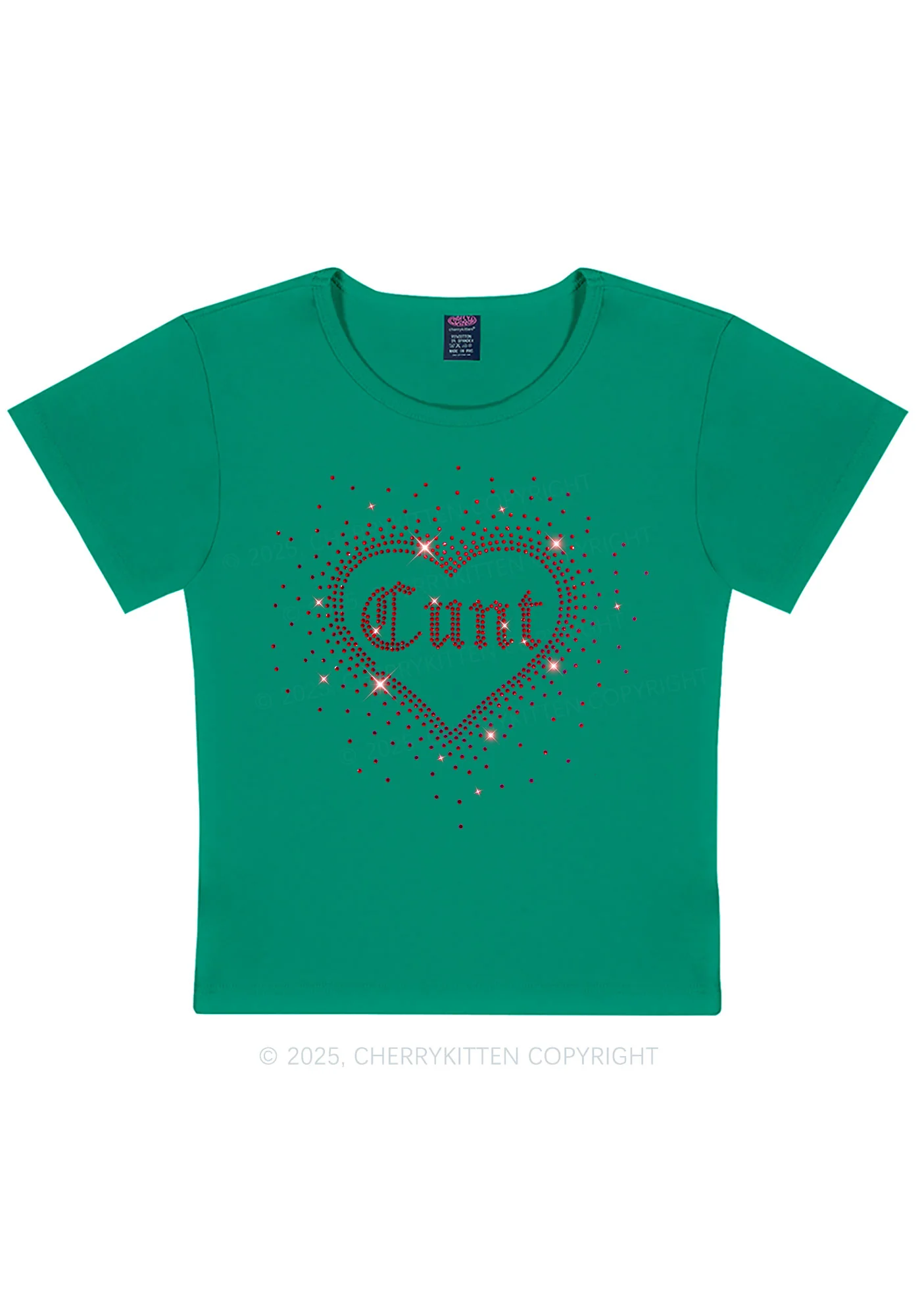 Rhinestone Love Cxxt Y2K Baby Tee Cherrykitten - Image 12