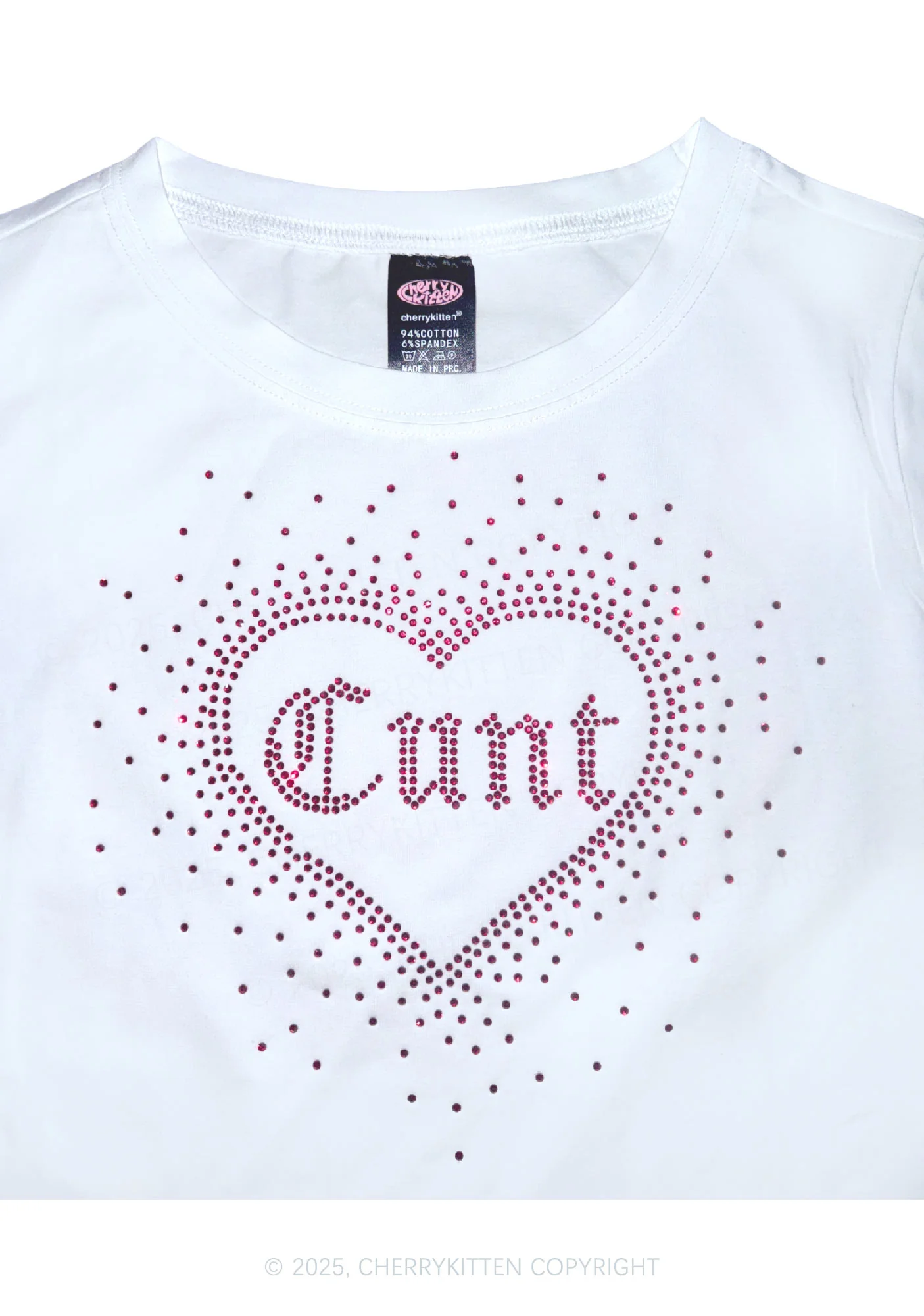 Rhinestone Love Cxxt Y2K Baby Tee Cherrykitten - Image 14