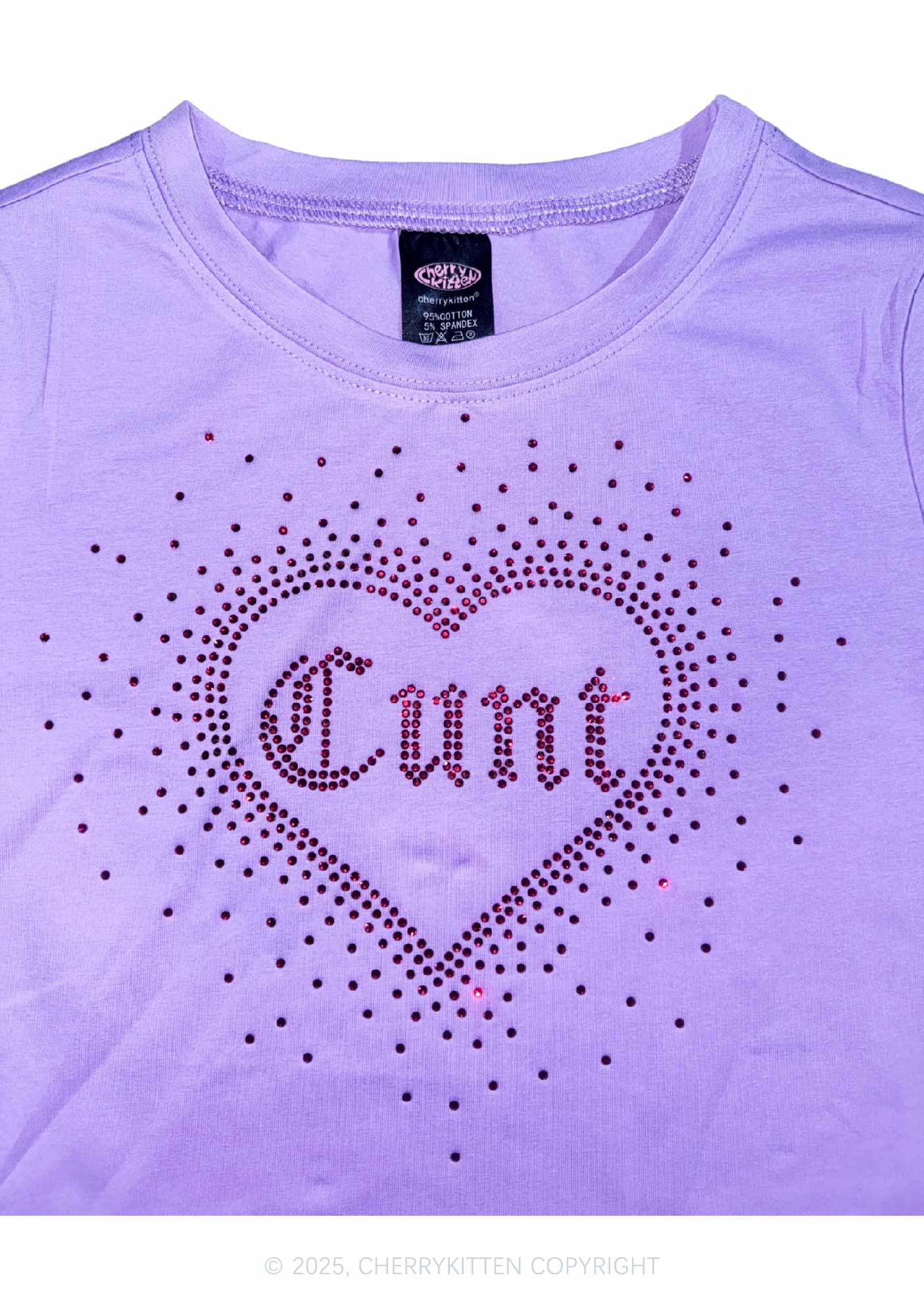 Rhinestone Love Cxxt Y2K Baby Tee Cherrykitten - Image 2