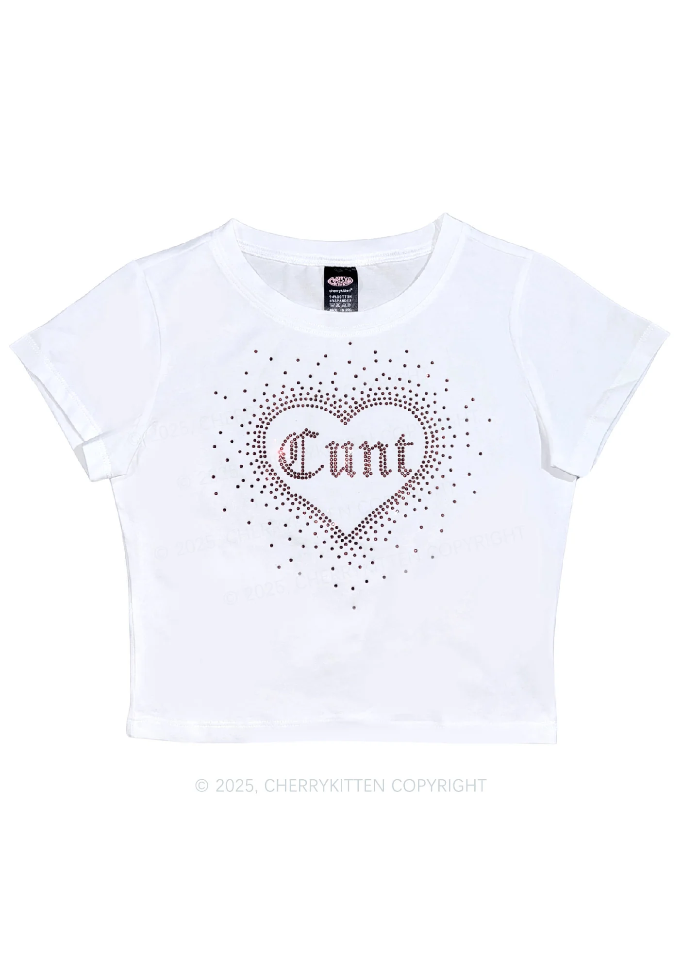 Rhinestone Love Cxxt Y2K Baby Tee Cherrykitten - Image 3