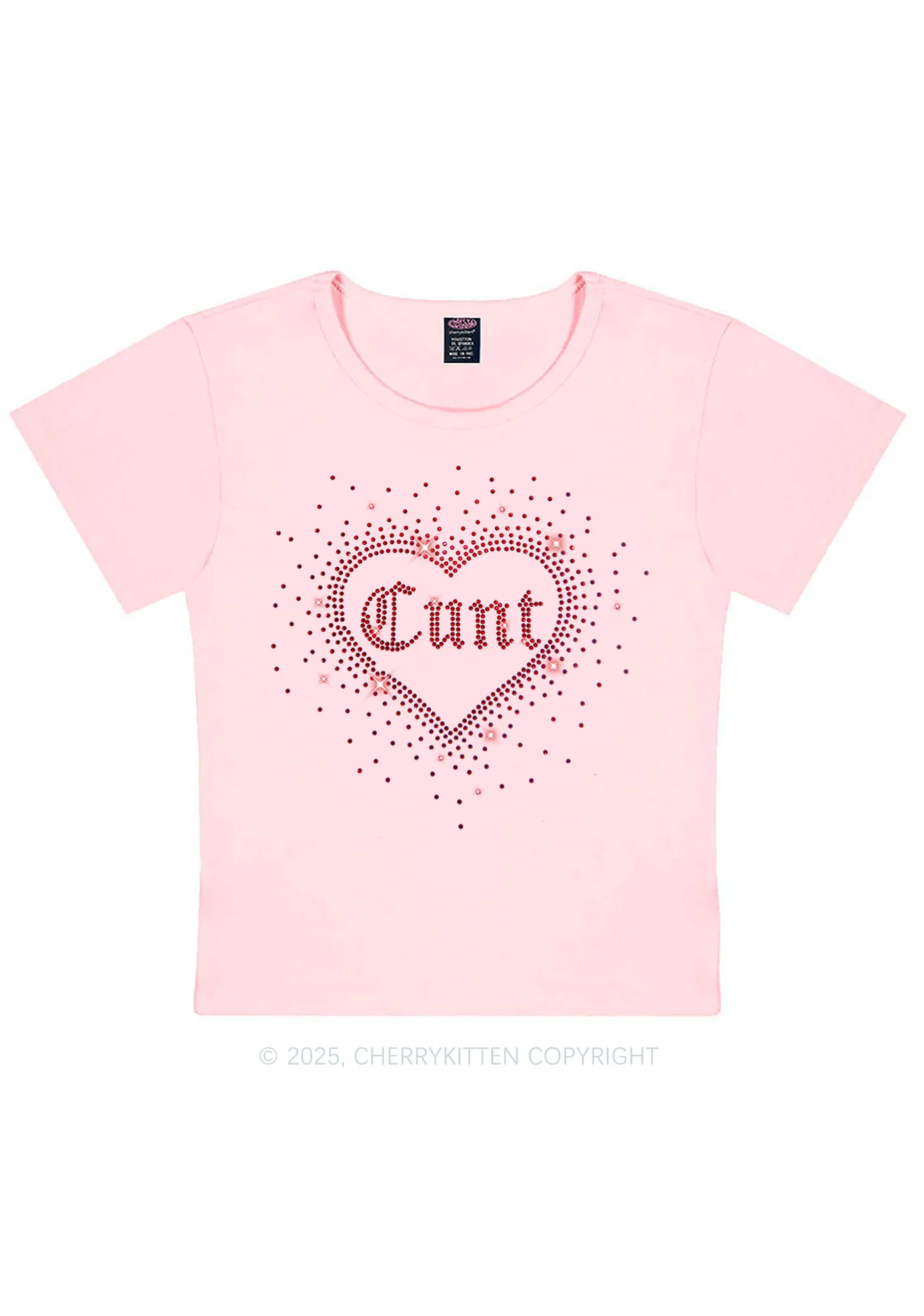 Rhinestone Love Cxxt Y2K Baby Tee Cherrykitten - Image 5