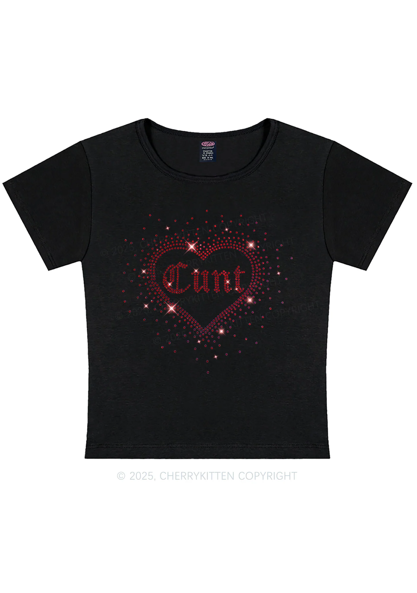 Rhinestone Love Cxxt Y2K Baby Tee Cherrykitten - Image 6