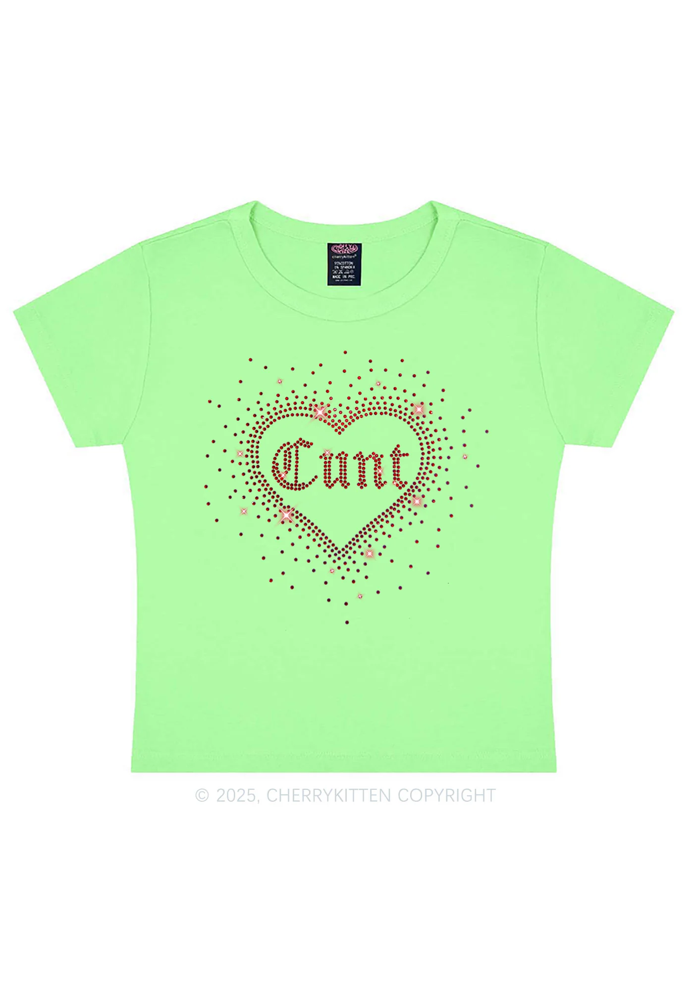 Rhinestone Love Cxxt Y2K Baby Tee Cherrykitten - Image 7