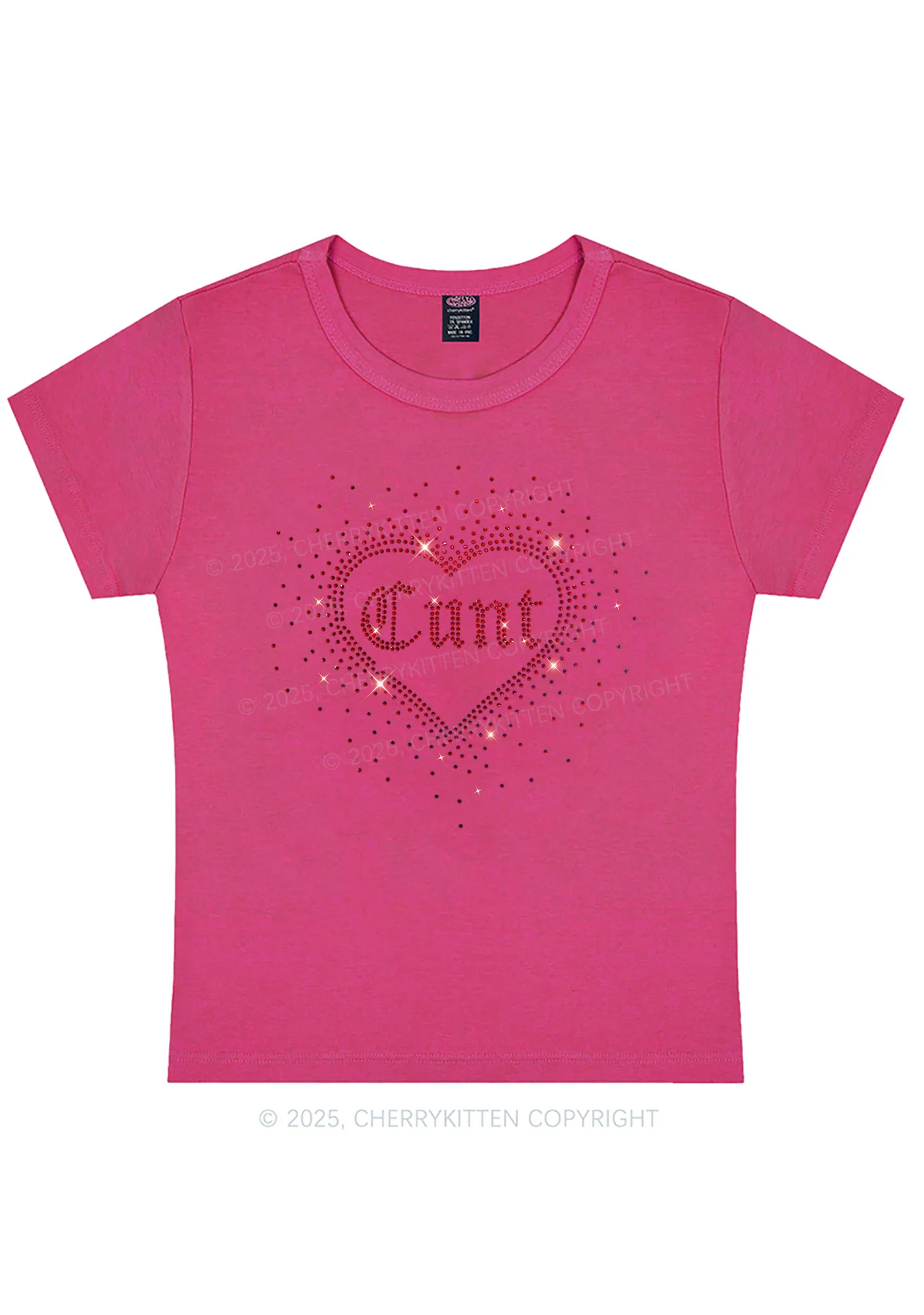 Rhinestone Love Cxxt Y2K Baby Tee Cherrykitten - Image 9