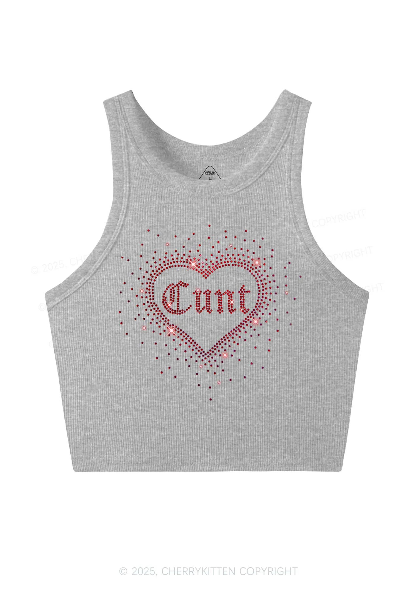 Rhinestone Love Cxxt Y2K Crop Tank Top Cherrykitten - Image 3