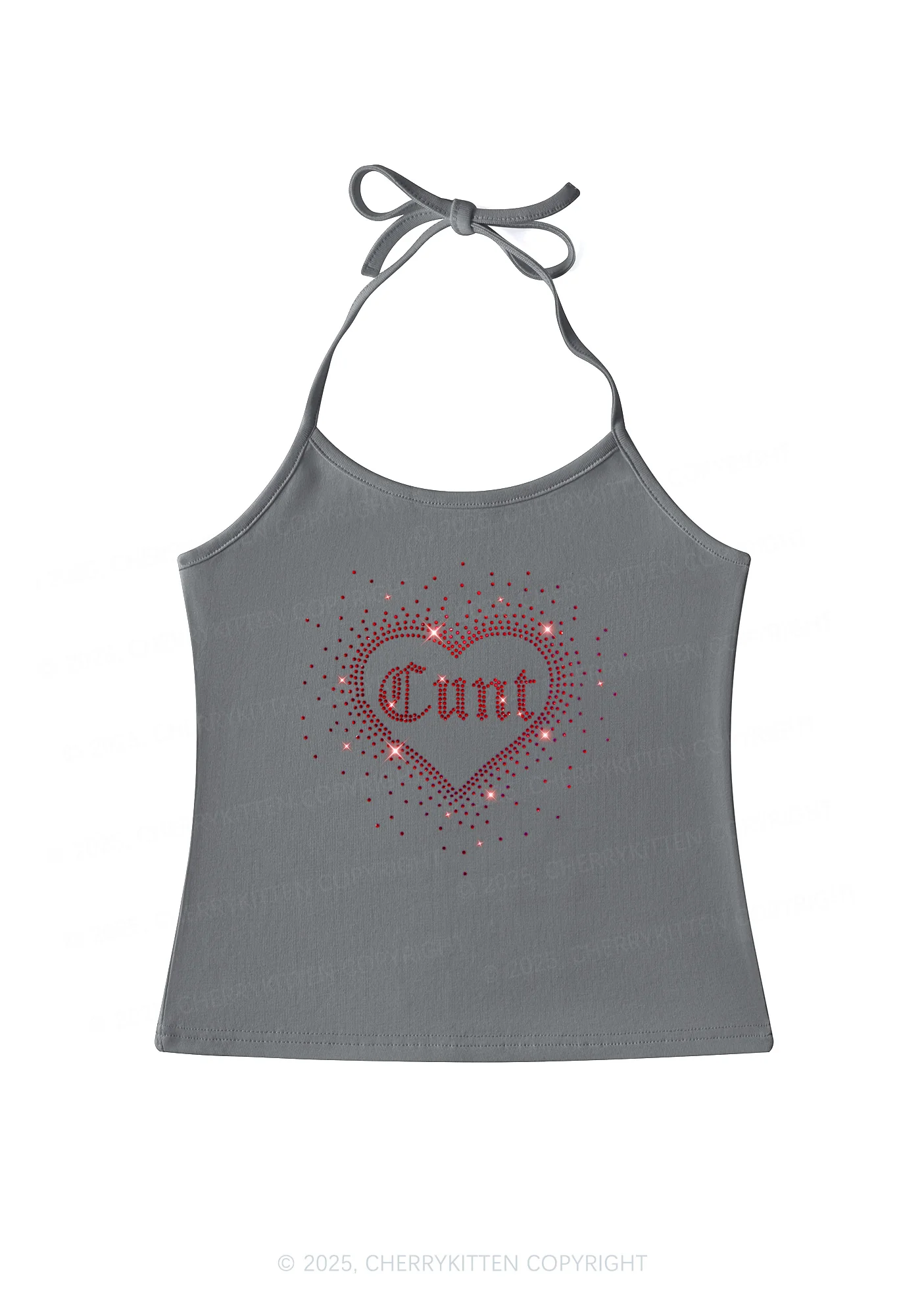 Rhinestone Love Cxxt Y2K Halter Neck Cami Cherrykitten - Image 2