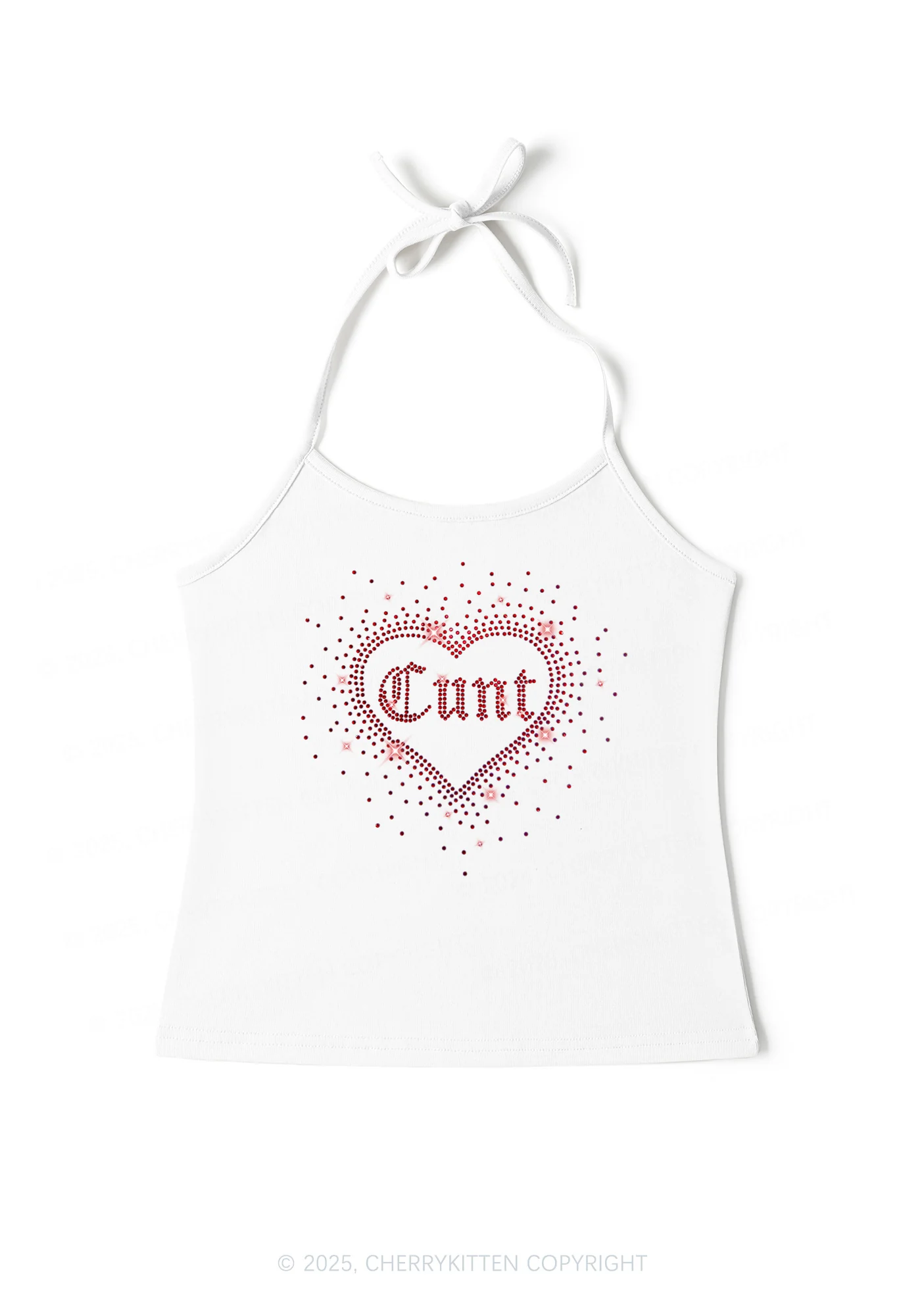Rhinestone Love Cxxt Y2K Halter Neck Cami Cherrykitten - Image 3