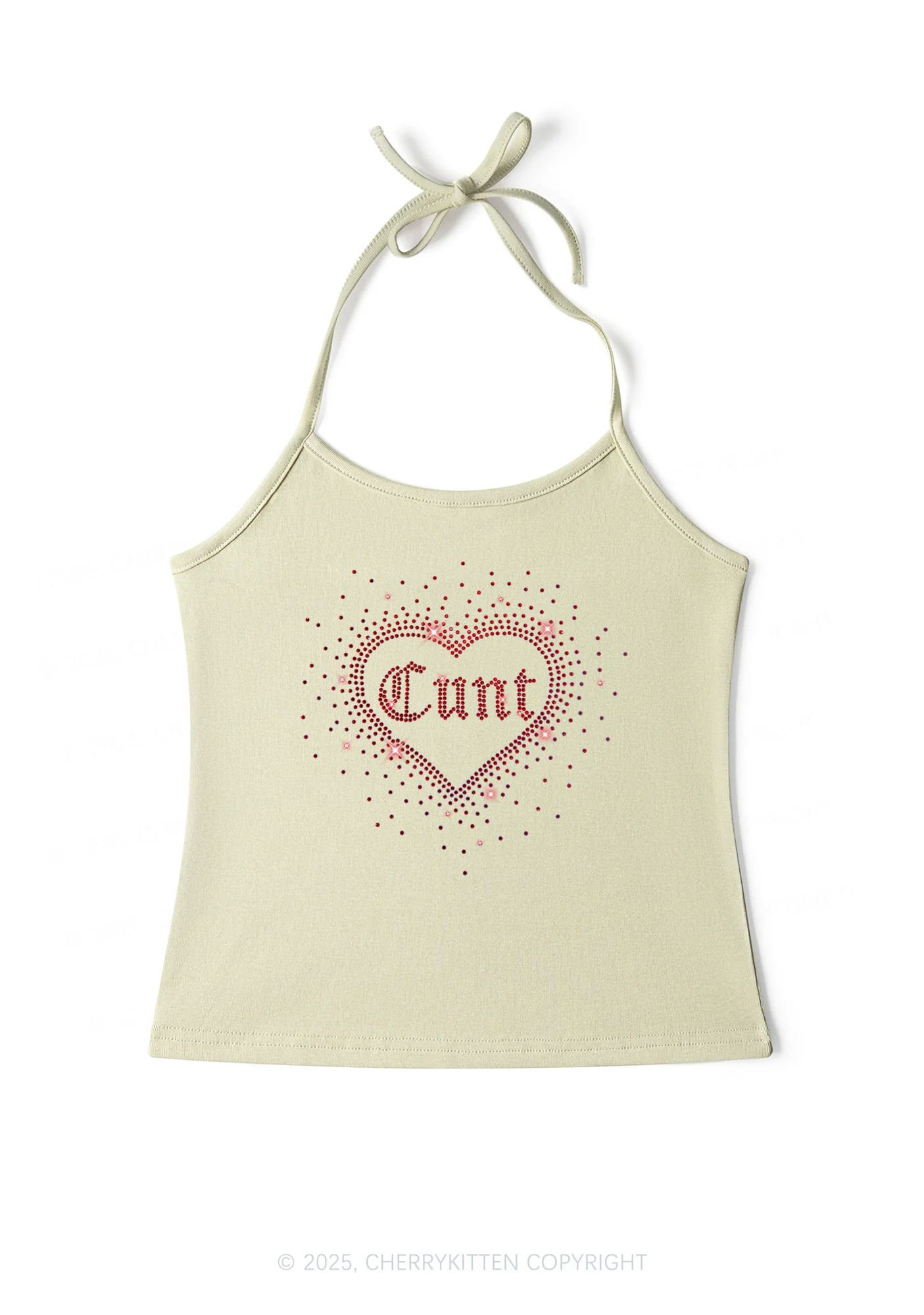 Rhinestone Love Cxxt Y2K Halter Neck Cami Cherrykitten - Image 4