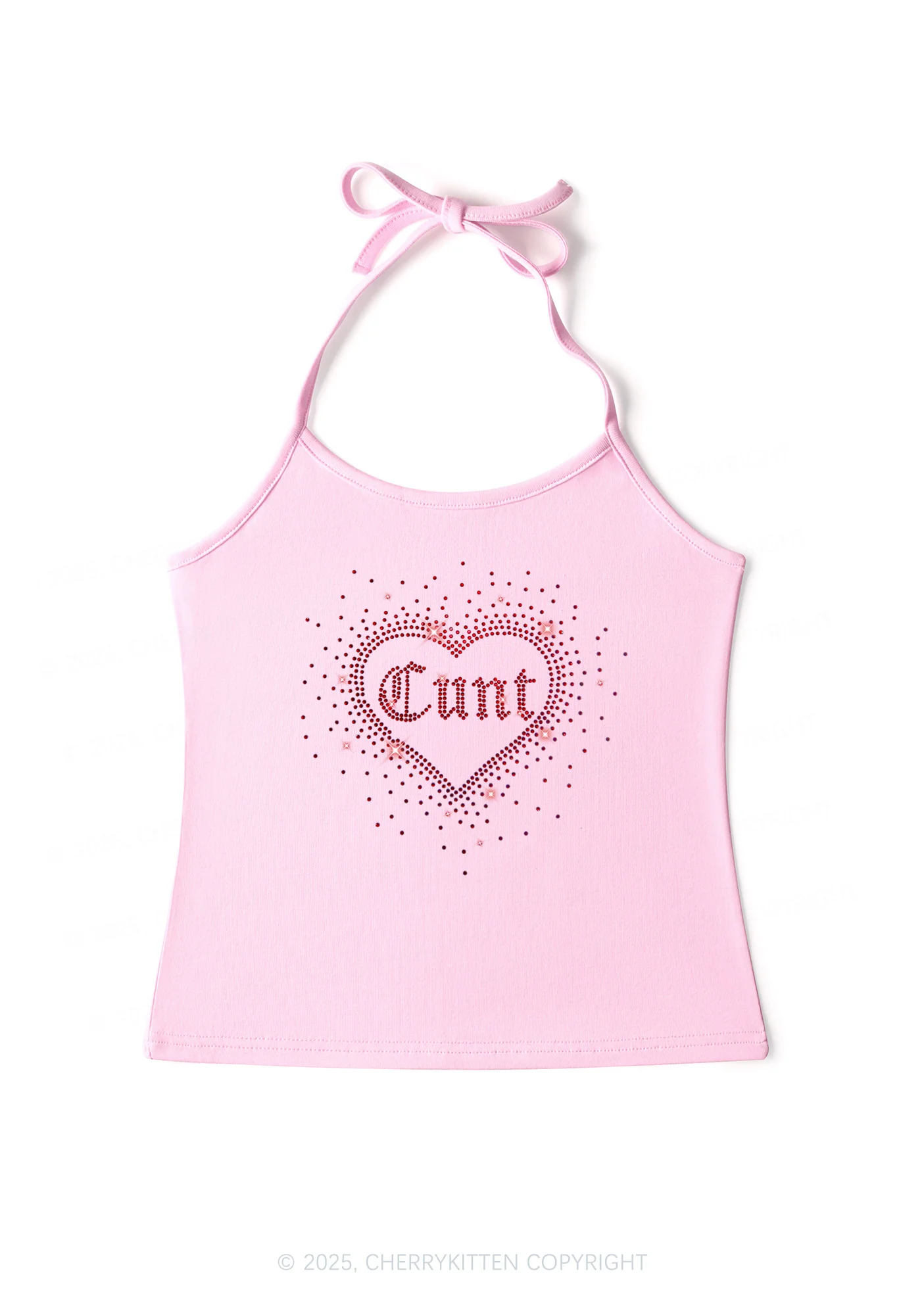 Rhinestone Love Cxxt Y2K Halter Neck Cami Cherrykitten - Image 5
