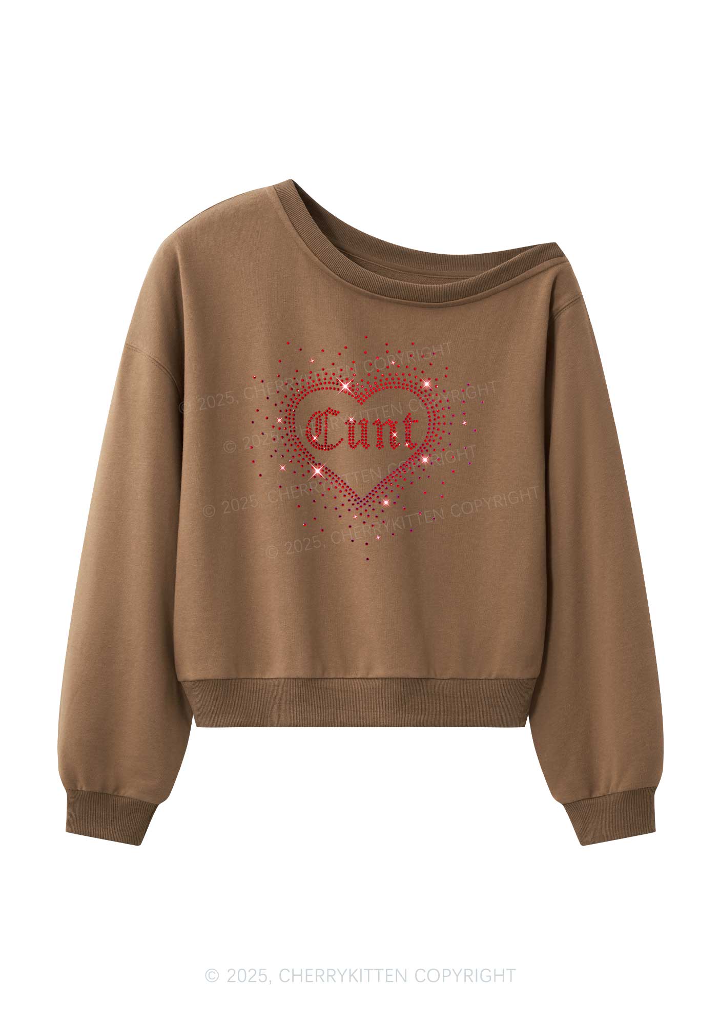 Rhinestone Love Cxxt Y2K Off Shoulder Sweatshirts Cherrykitten - Image 4