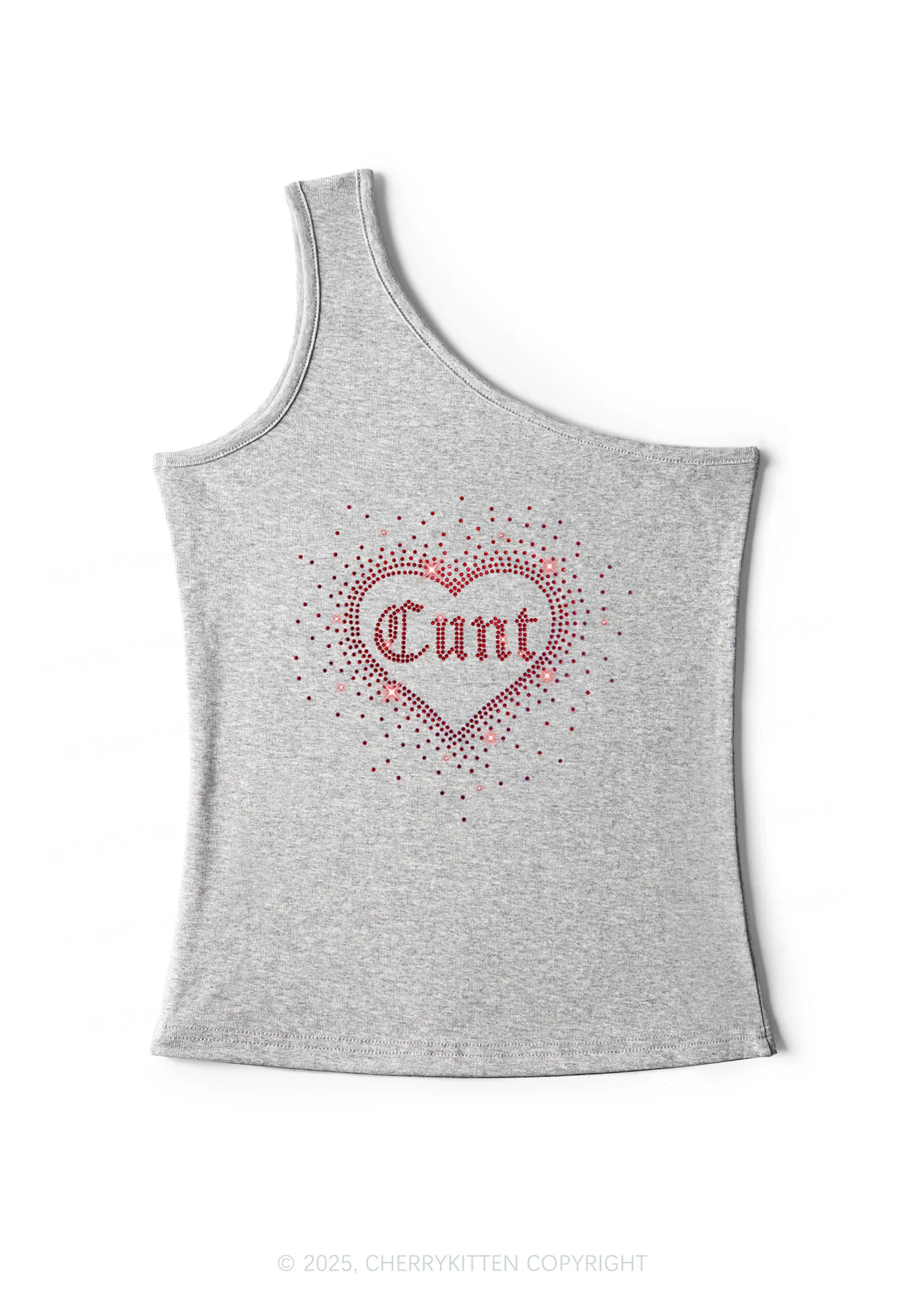 Rhinestone Love Cxxt Y2K One Shoulder Tank Top Cherrykitten - Image 4