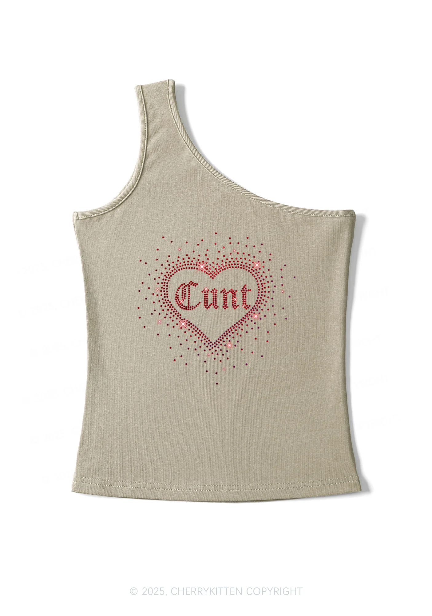 Rhinestone Love Cxxt Y2K One Shoulder Tank Top Cherrykitten - Image 5