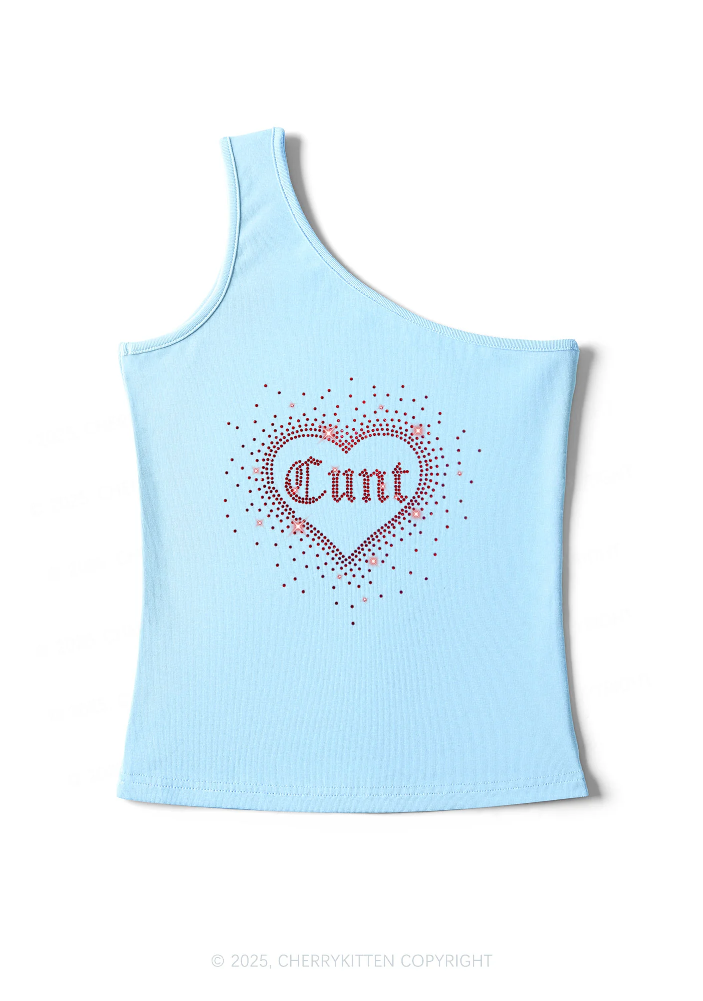 Rhinestone Love Cxxt Y2K One Shoulder Tank Top Cherrykitten - Image 6