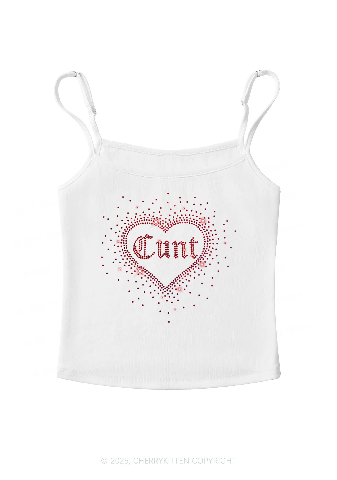 Rhinestone Love Cxxt Y2K Spaghetti Strap Cami Cherrykitten - Image 3