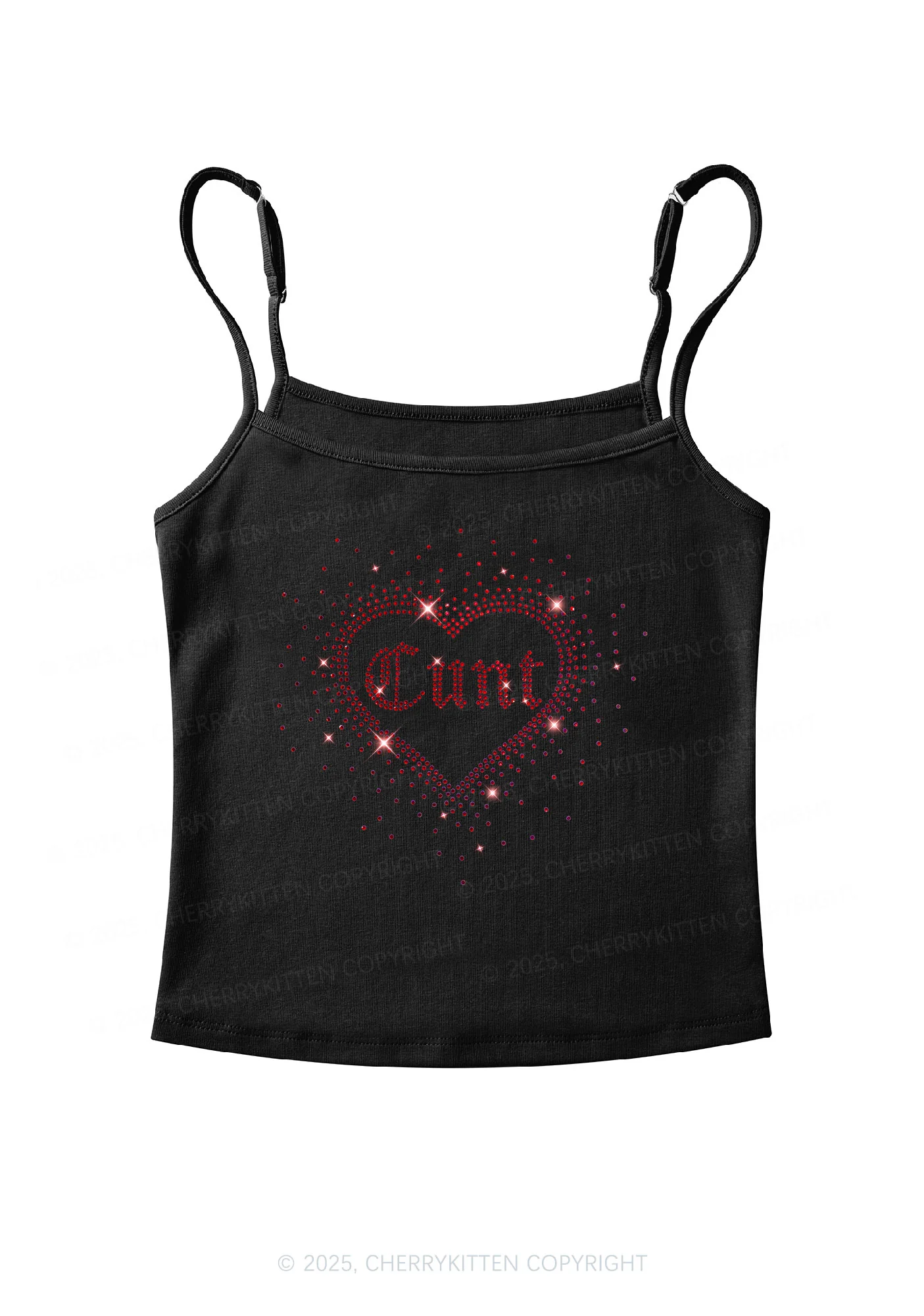 Rhinestone Love Cxxt Y2K Spaghetti Strap Cami Cherrykitten - Image 4