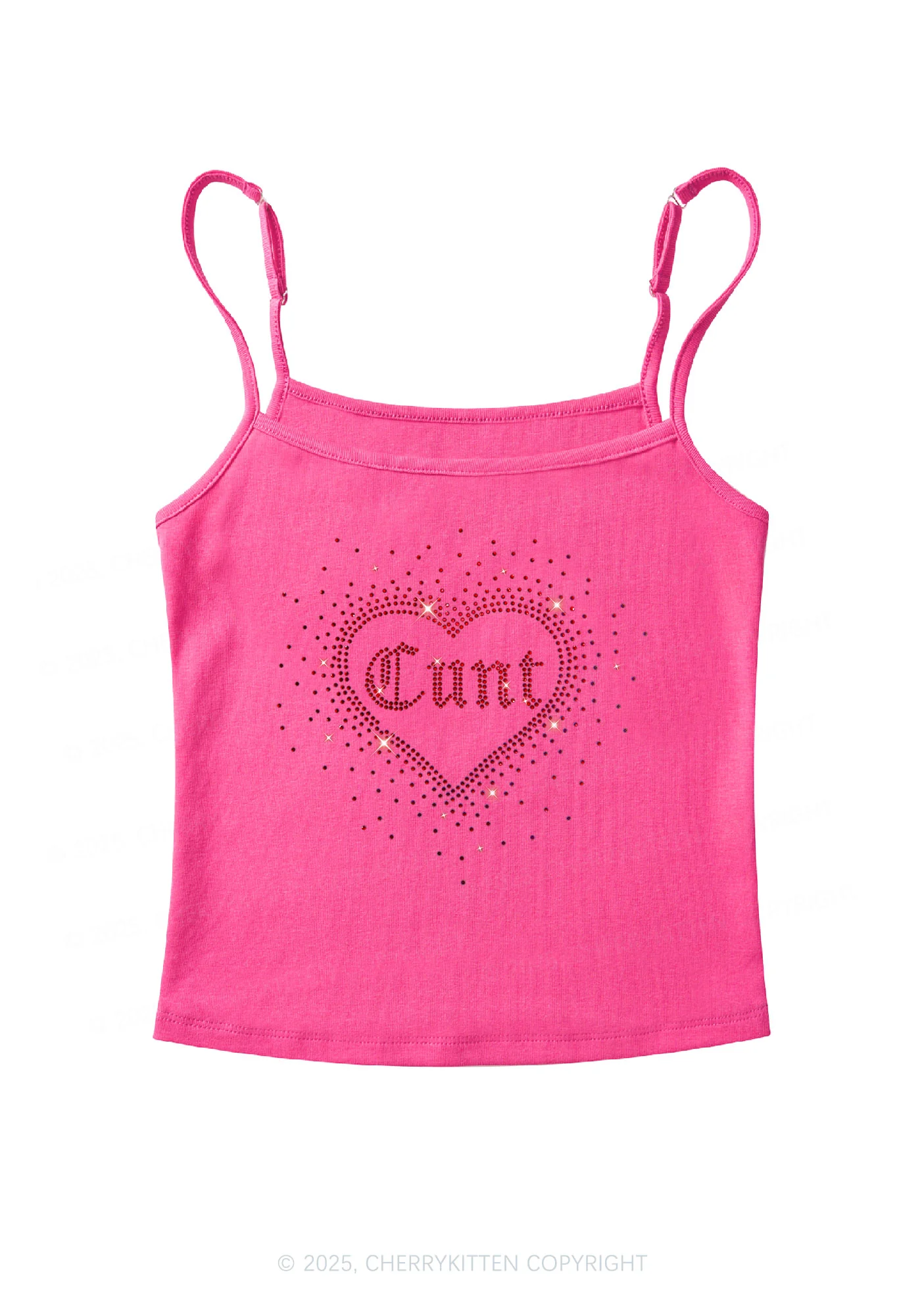 Rhinestone Love Cxxt Y2K Spaghetti Strap Cami Cherrykitten - Image 5