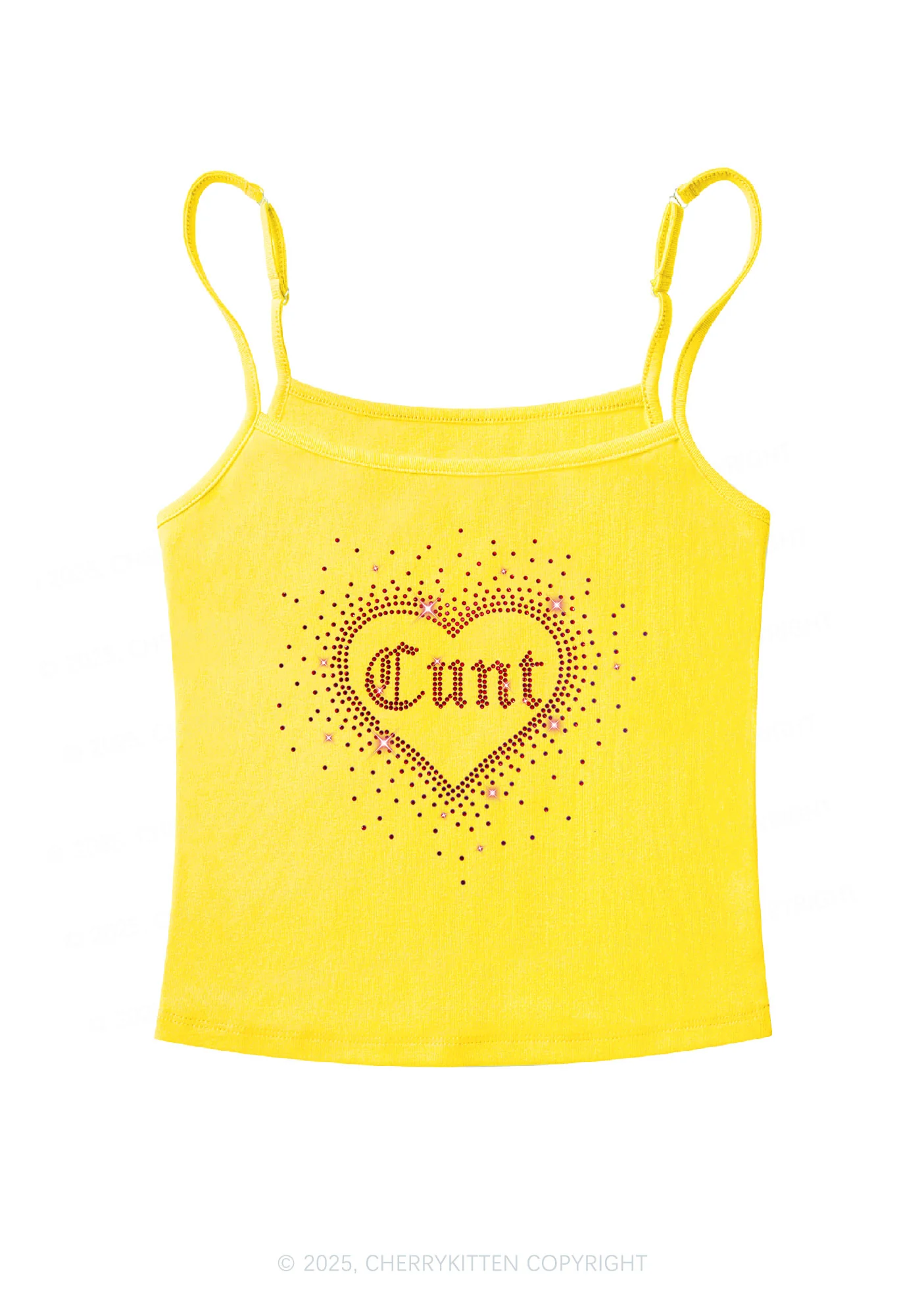 Rhinestone Love Cxxt Y2K Spaghetti Strap Cami Cherrykitten - Image 7