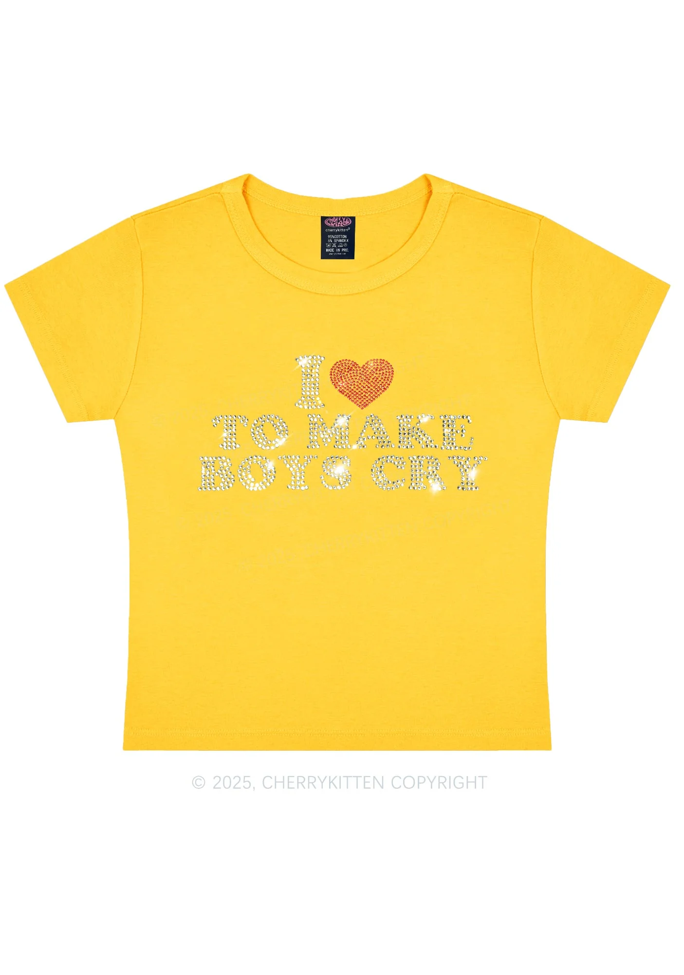 Rhinestone Love To Make Boys Cry Y2K Baby Tee Cherrykitten - Image 11