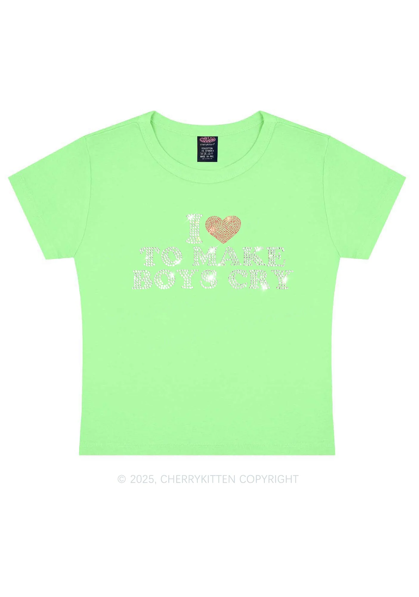 Rhinestone Love To Make Boys Cry Y2K Baby Tee Cherrykitten - Image 12