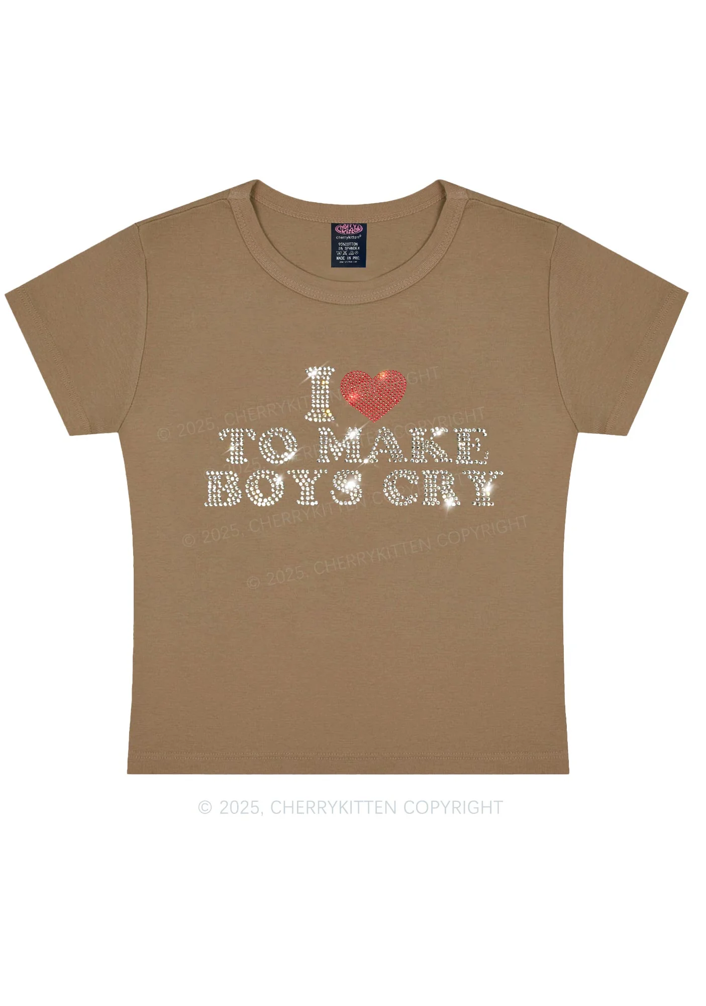 Rhinestone Love To Make Boys Cry Y2K Baby Tee Cherrykitten - Image 7