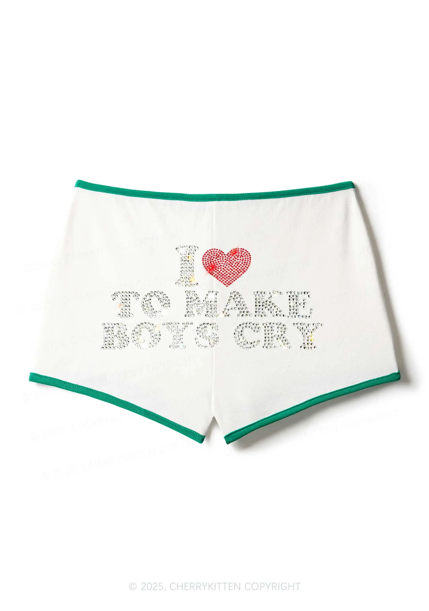 Rhinestone Love To Make Boys Cry Y2K Booty Shorts Cherrykitten - Image 3