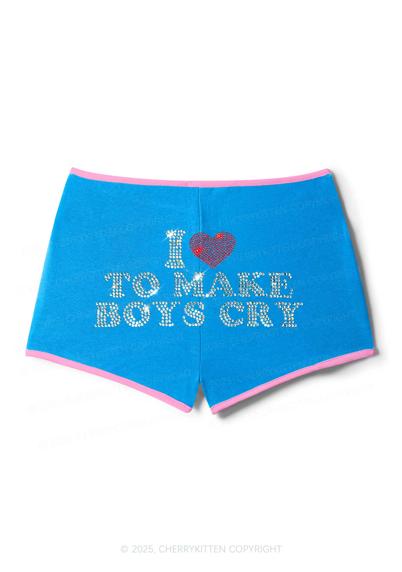 Rhinestone Love To Make Boys Cry Y2K Booty Shorts Cherrykitten - Image 4