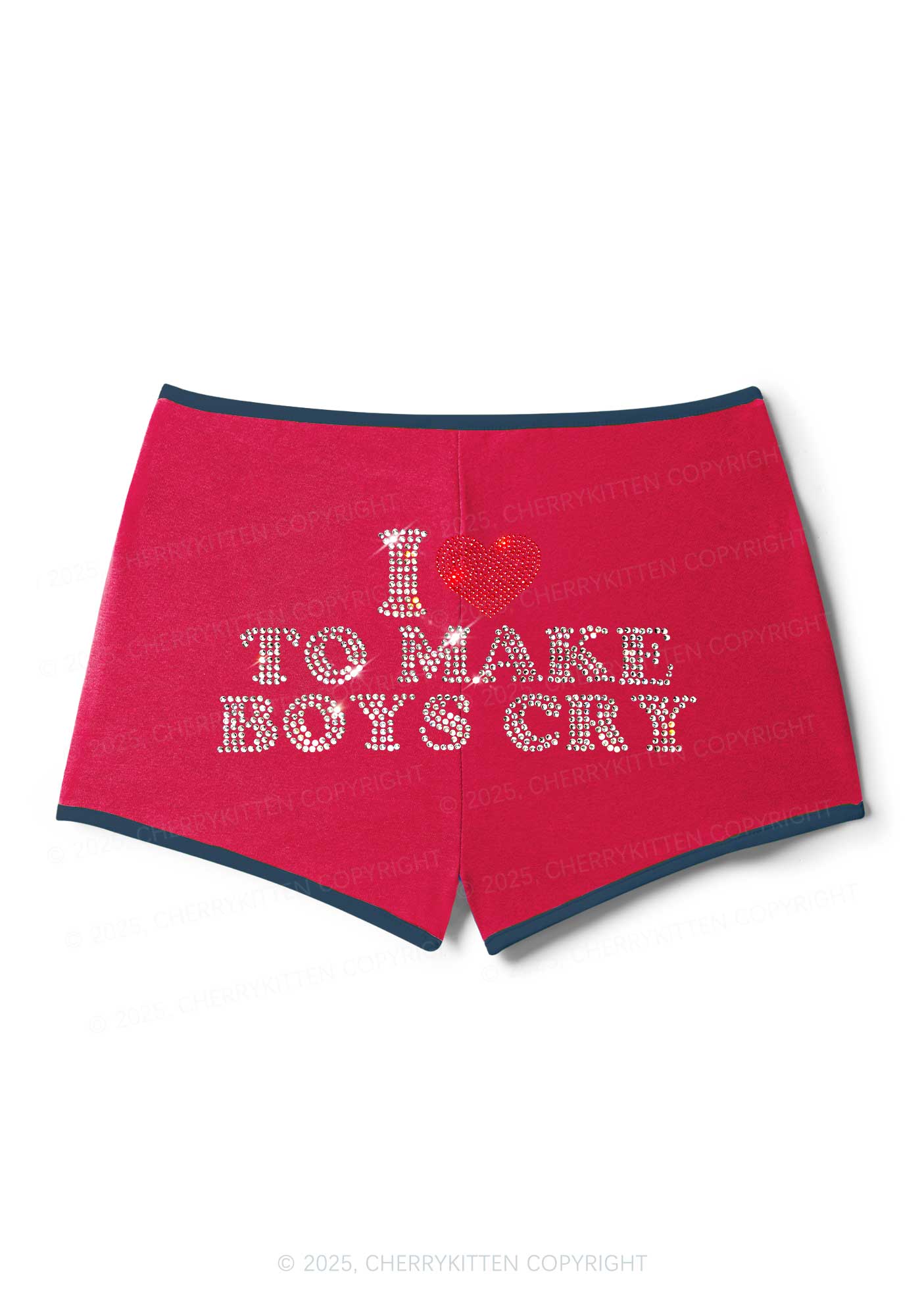 Rhinestone Love To Make Boys Cry Y2K Booty Shorts Cherrykitten - Image 5