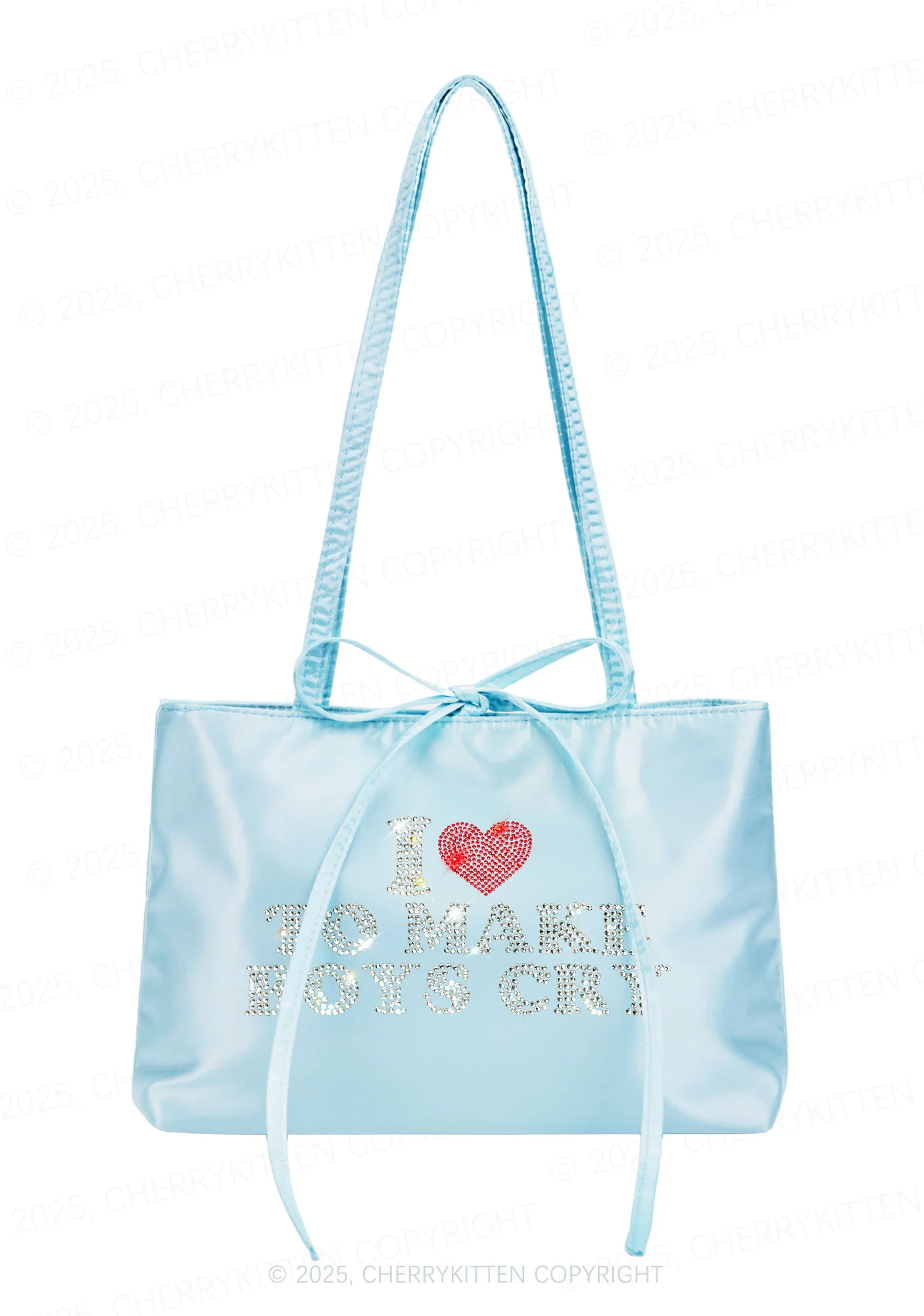 Rhinestone Love To Make Boys Cry Y2K Satin Bags Cherrykitten - Image 2