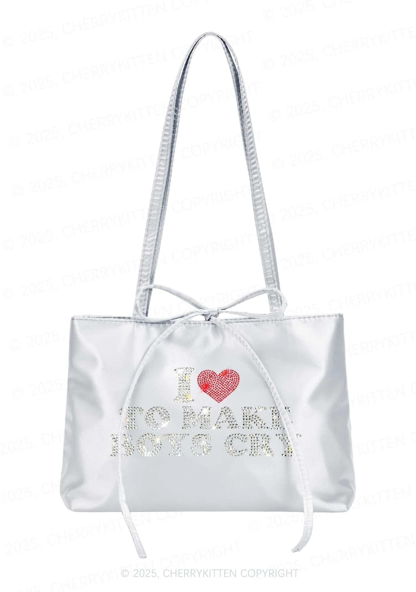 Rhinestone Love To Make Boys Cry Y2K Satin Bags Cherrykitten - Image 3