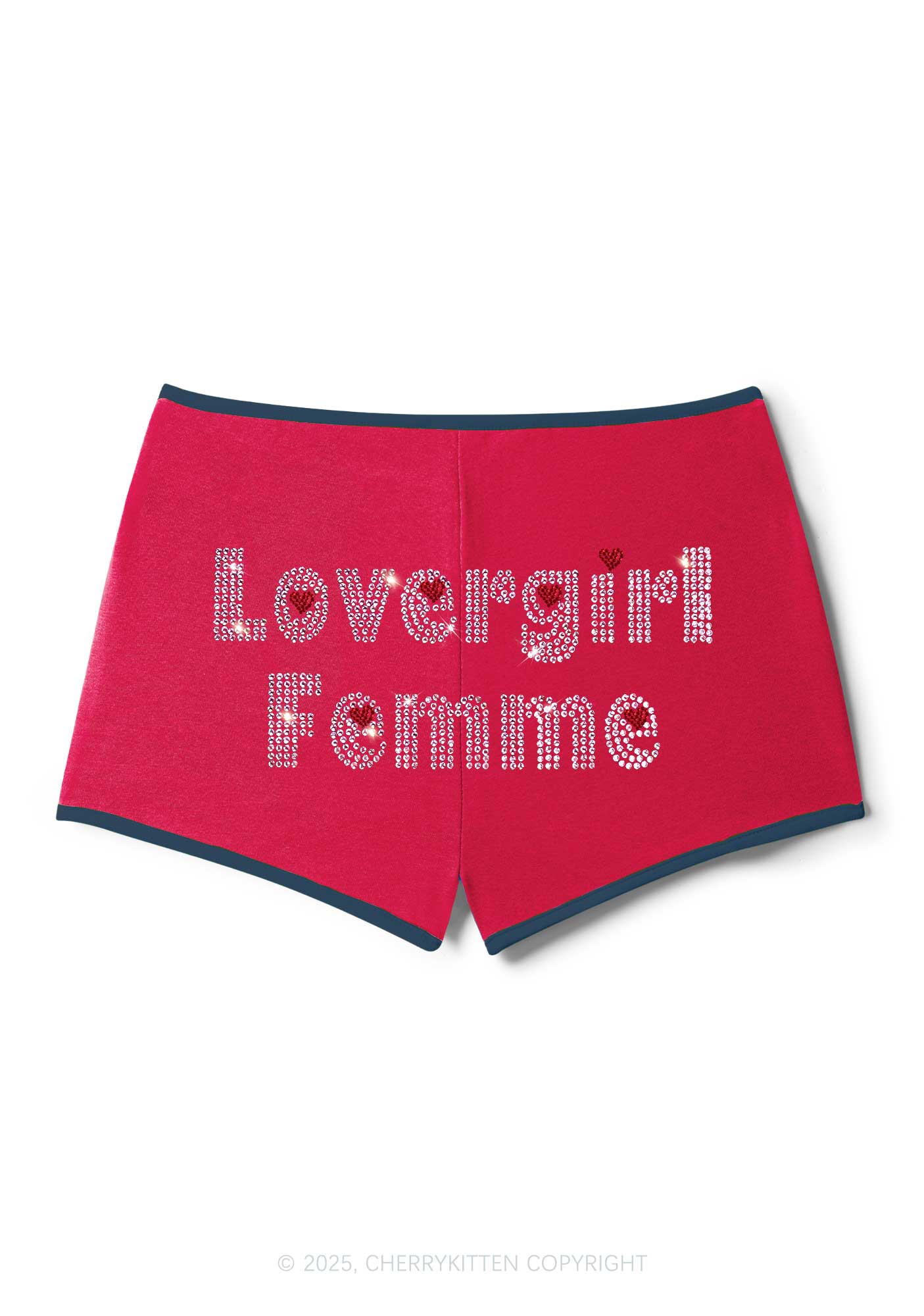 Rhinestone Lovergirl Femme Pride Y2K Booty Shorts Cherrykitten - Image 4