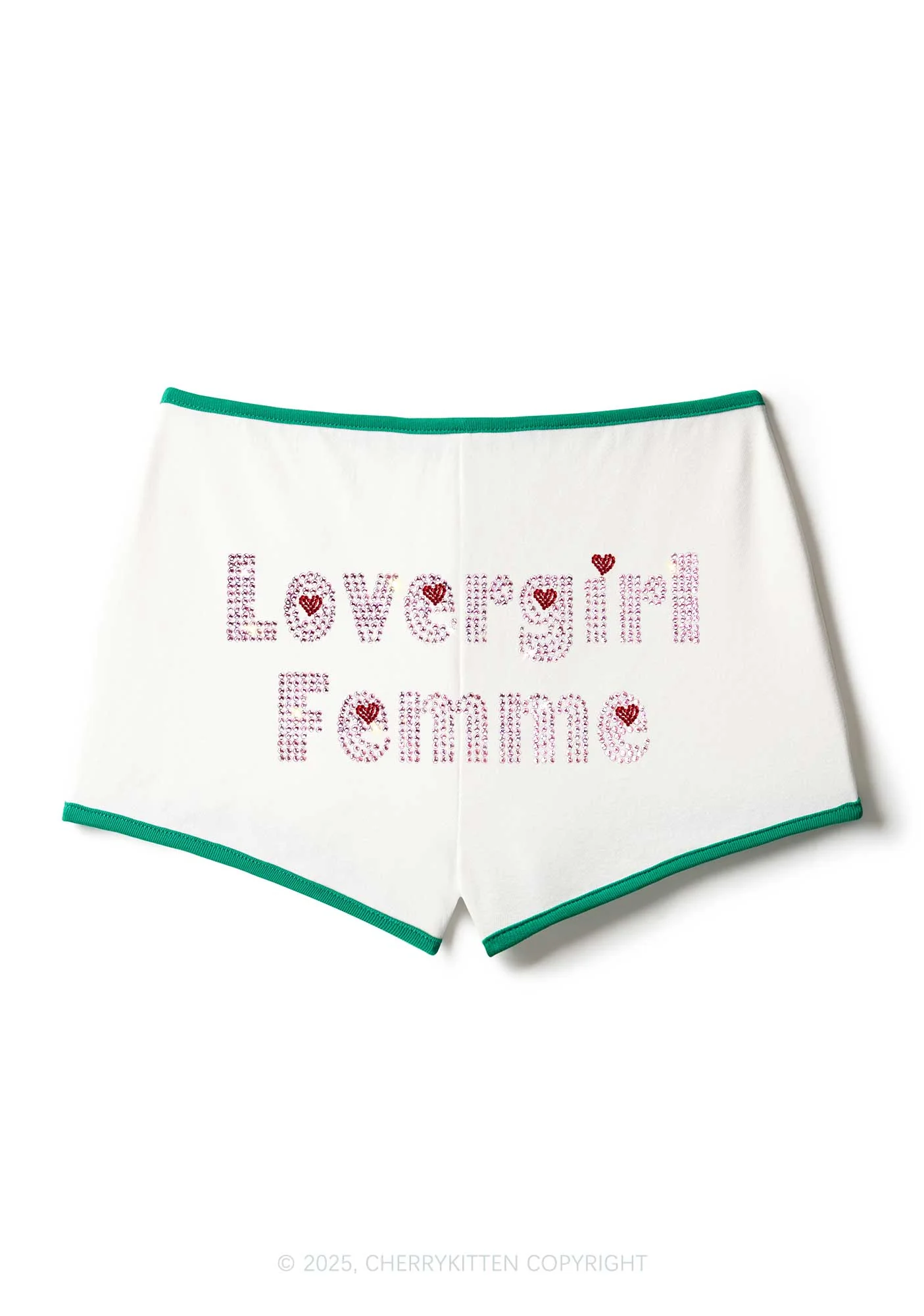 Rhinestone Lovergirl Femme Pride Y2K Booty Shorts Cherrykitten - Image 5