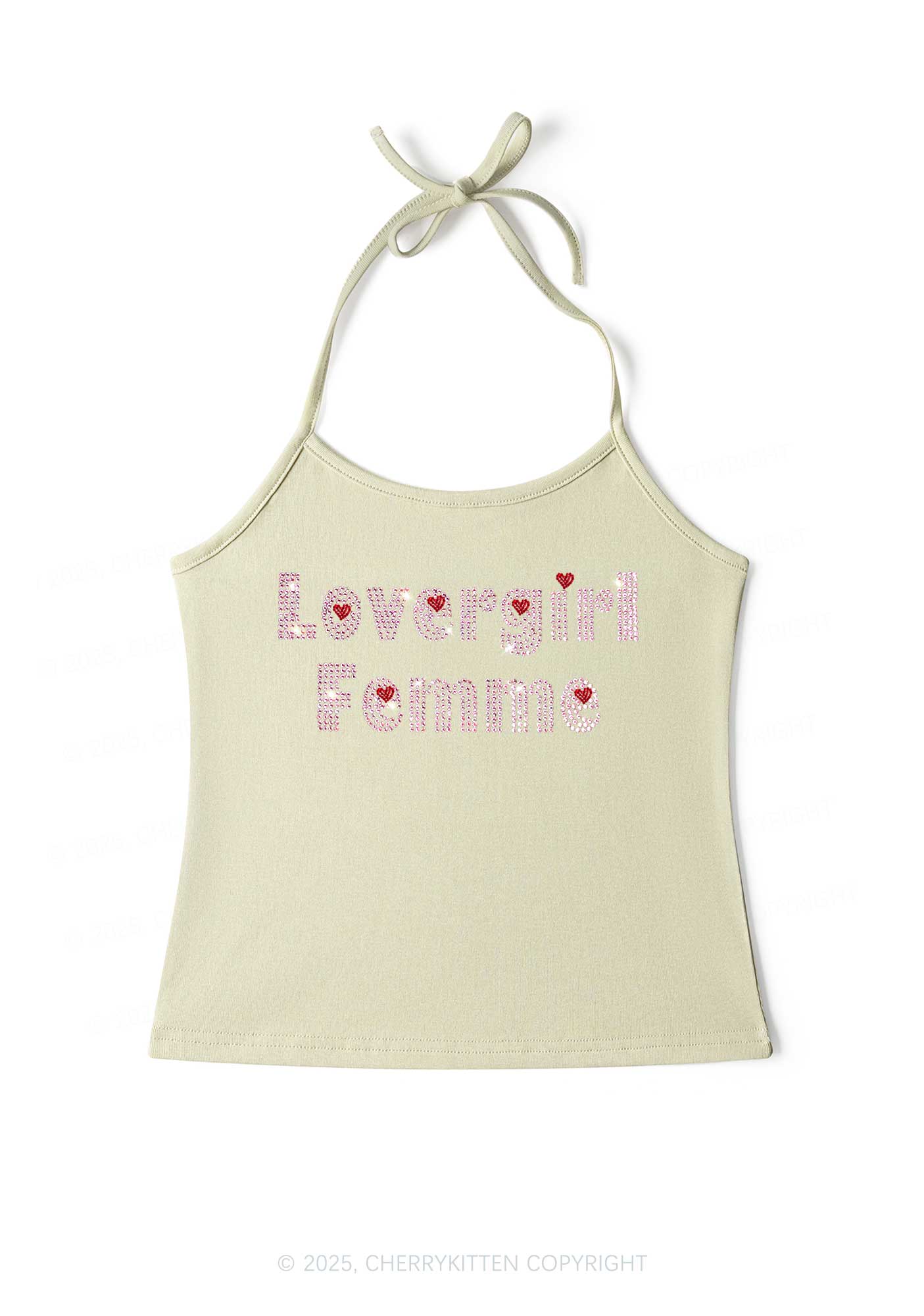 Rhinestone Lovergirl Femme Pride Y2K Halter Neck Cami Cherrykitten - Image 6