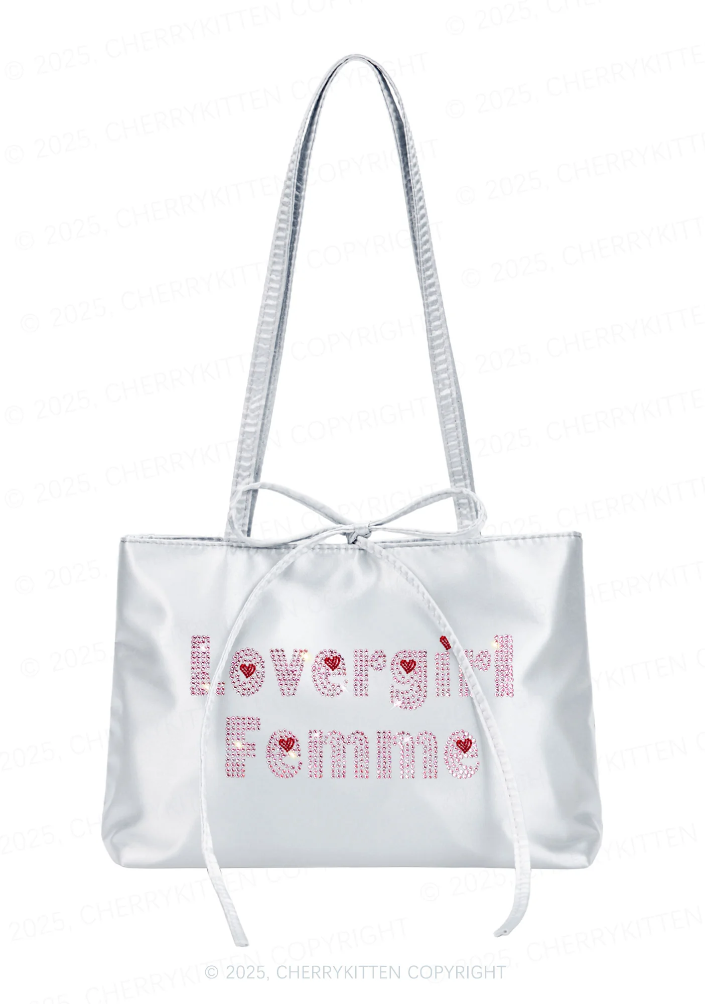 Rhinestone Lovergirl Femme Pride Y2K Satin Bags Cherrykitten - Image 2
