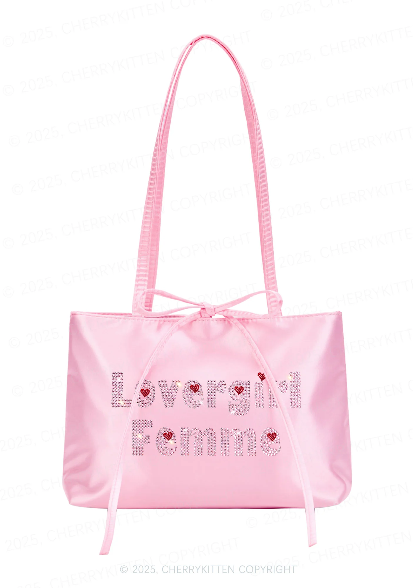 Rhinestone Lovergirl Femme Pride Y2K Satin Bags Cherrykitten - Image 3