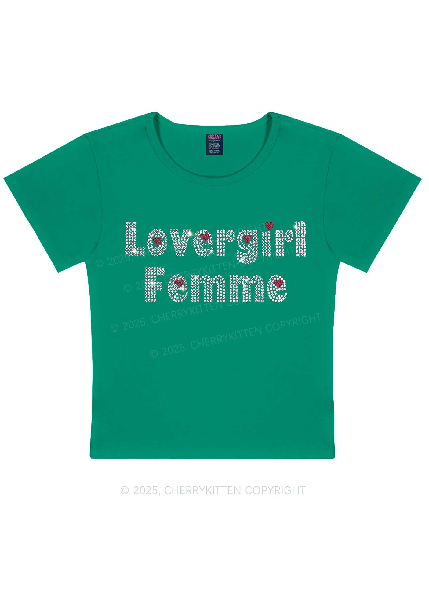 Rhinestone Lovergirl Femme Y2K Baby Tee Cherrykitten - Image 10