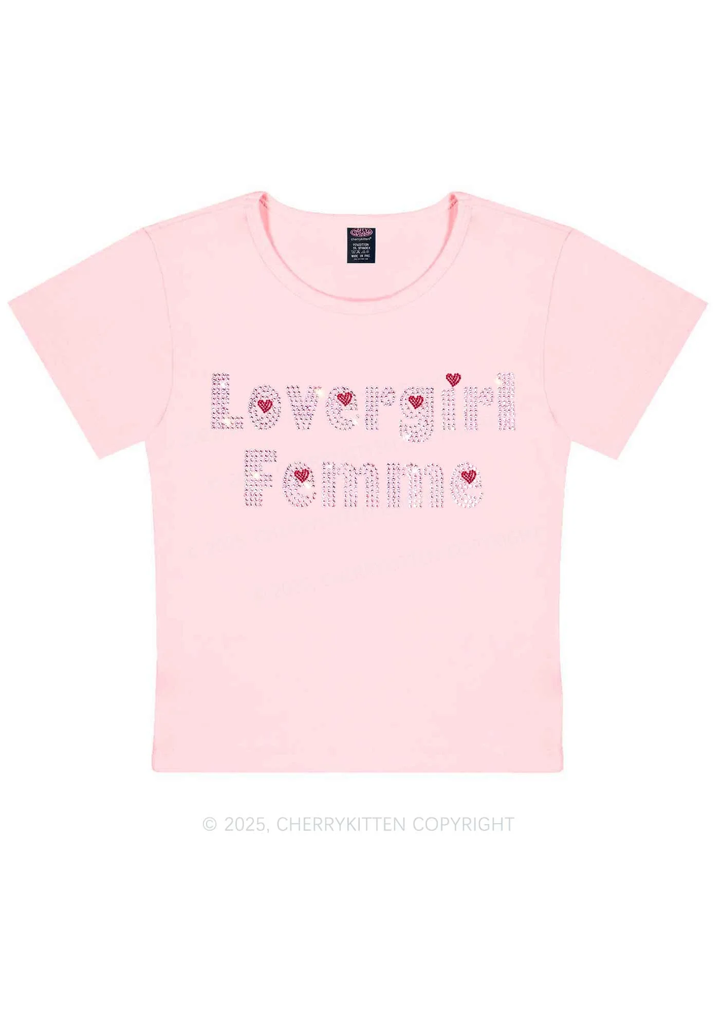 Rhinestone Lovergirl Femme Y2K Baby Tee Cherrykitten - Image 12