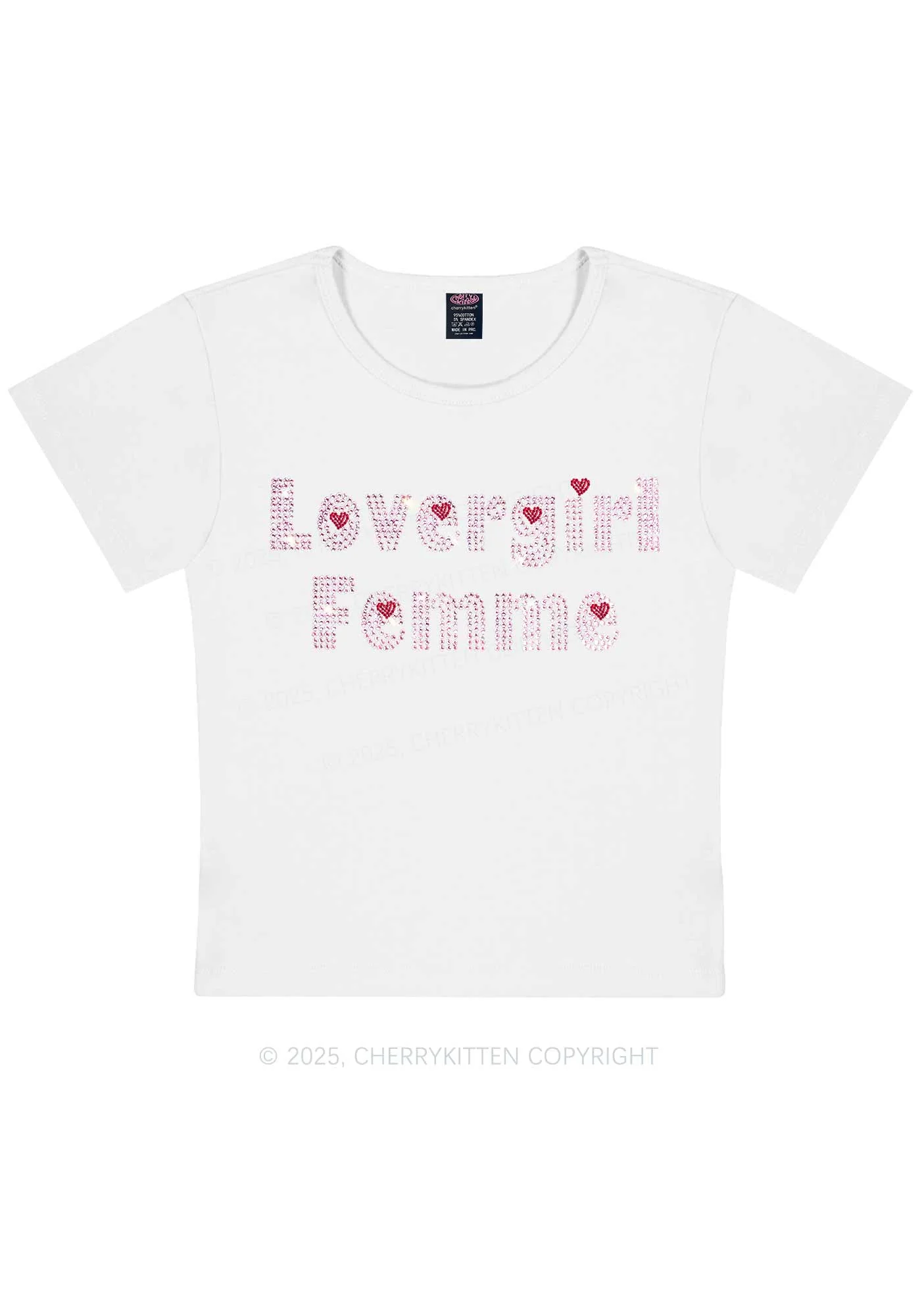Rhinestone Lovergirl Femme Y2K Baby Tee Cherrykitten - Image 5