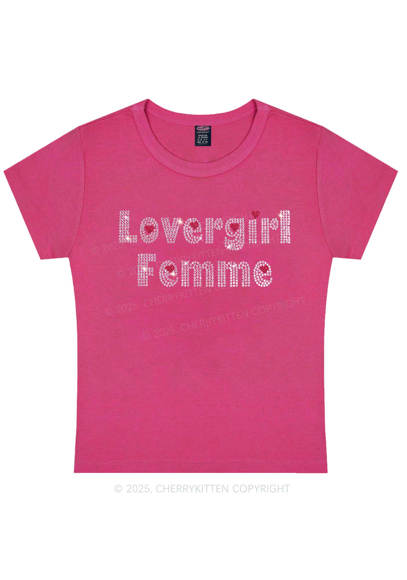 Rhinestone Lovergirl Femme Y2K Baby Tee Cherrykitten - Image 7