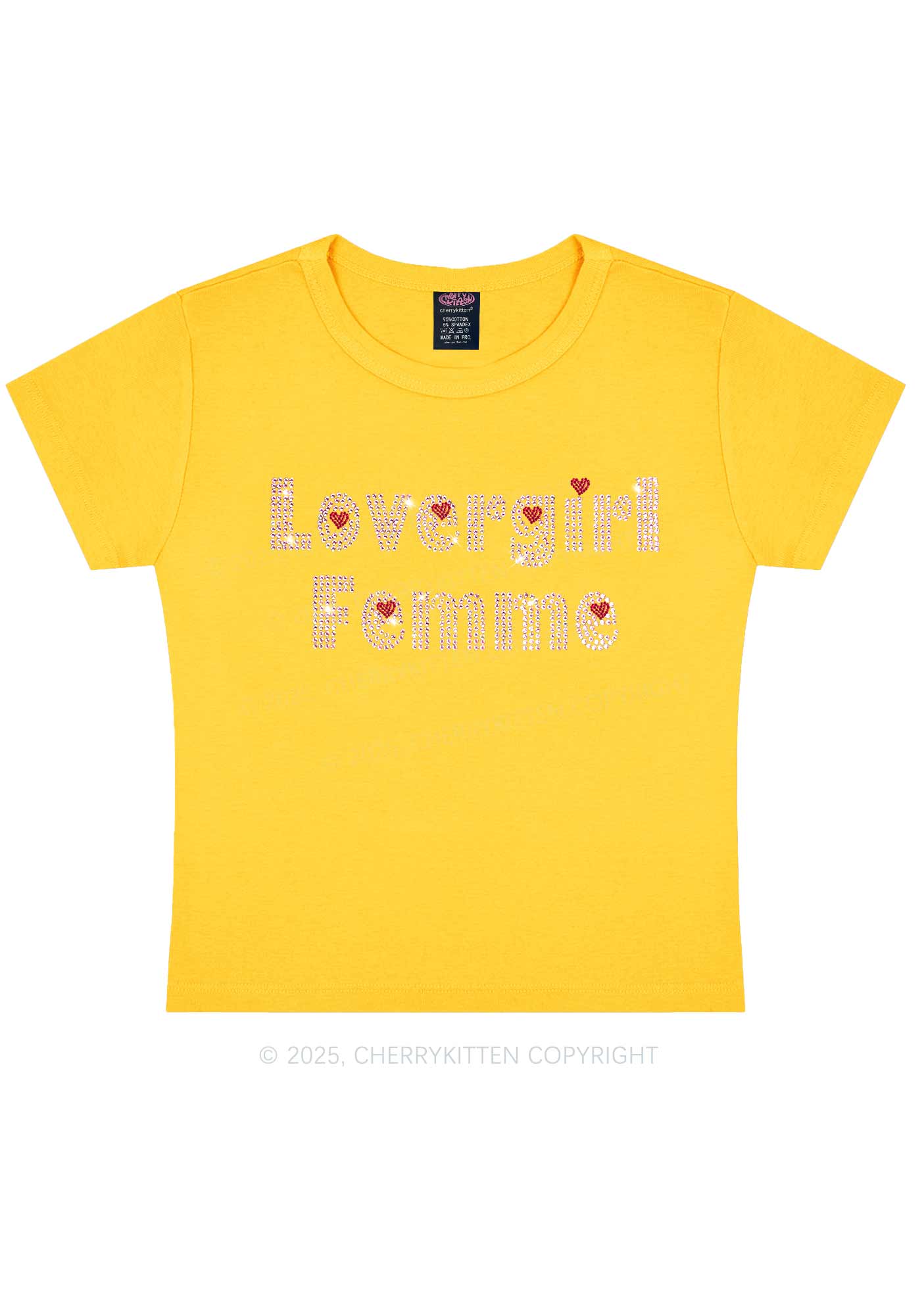 Rhinestone Lovergirl Femme Y2K Baby Tee Cherrykitten - Image 8